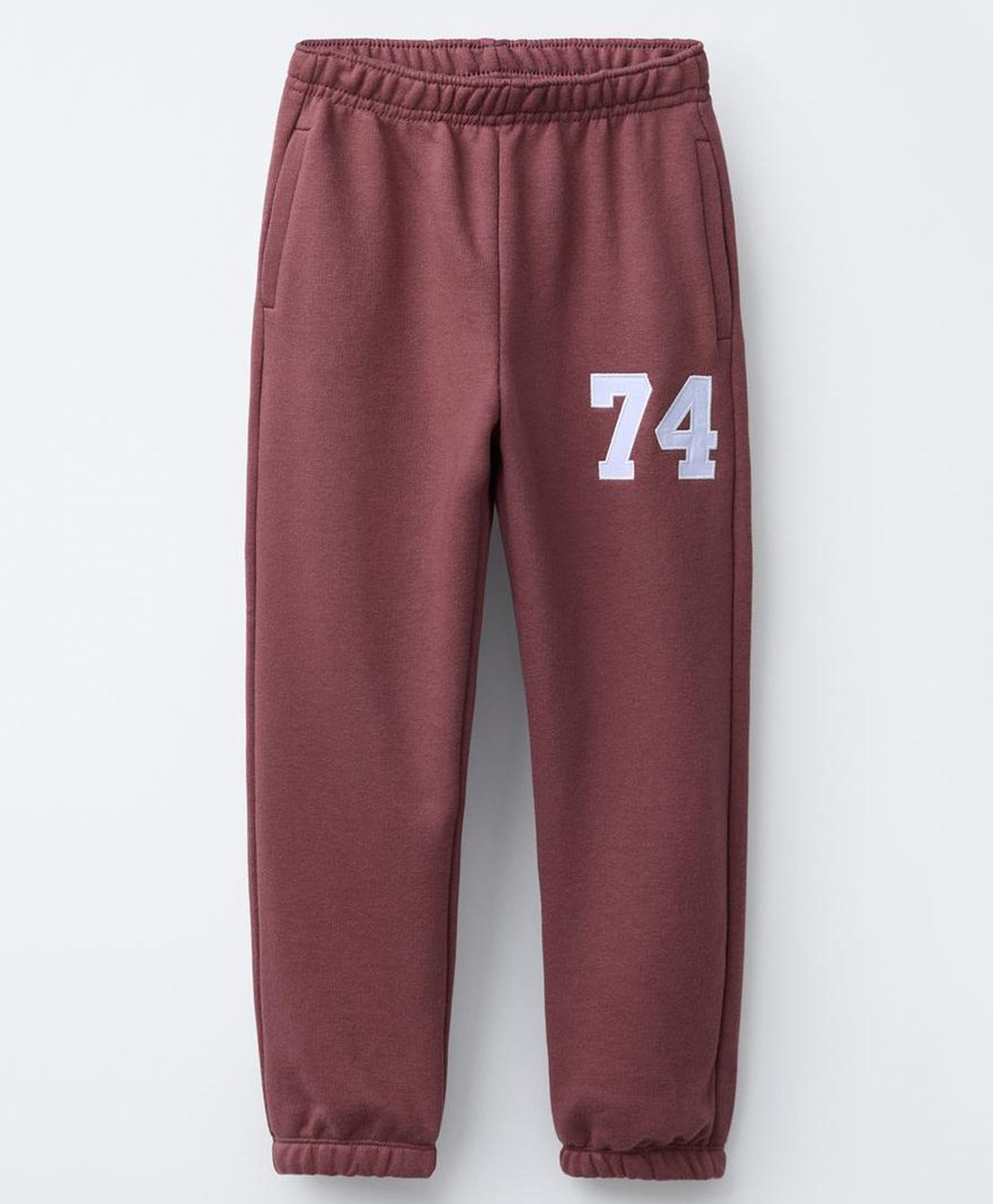 ALAN JONES Cotton Blend Knit Numerical Printed Joggers - Burgundy-picture-23
