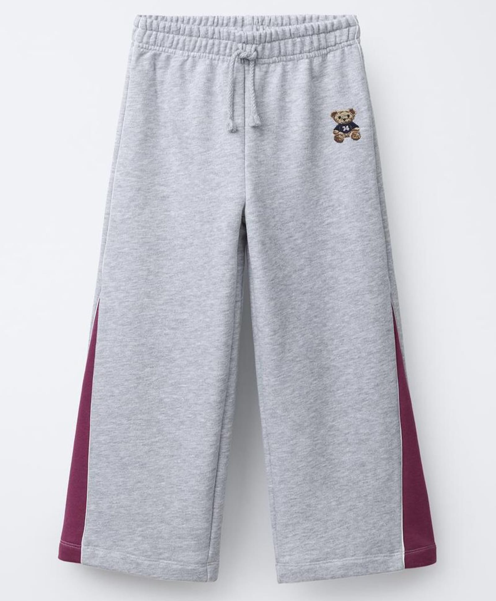 ALAN JONES Cotton Blend Knit Bear Embroidered Flared Pants - Grey-picture-37