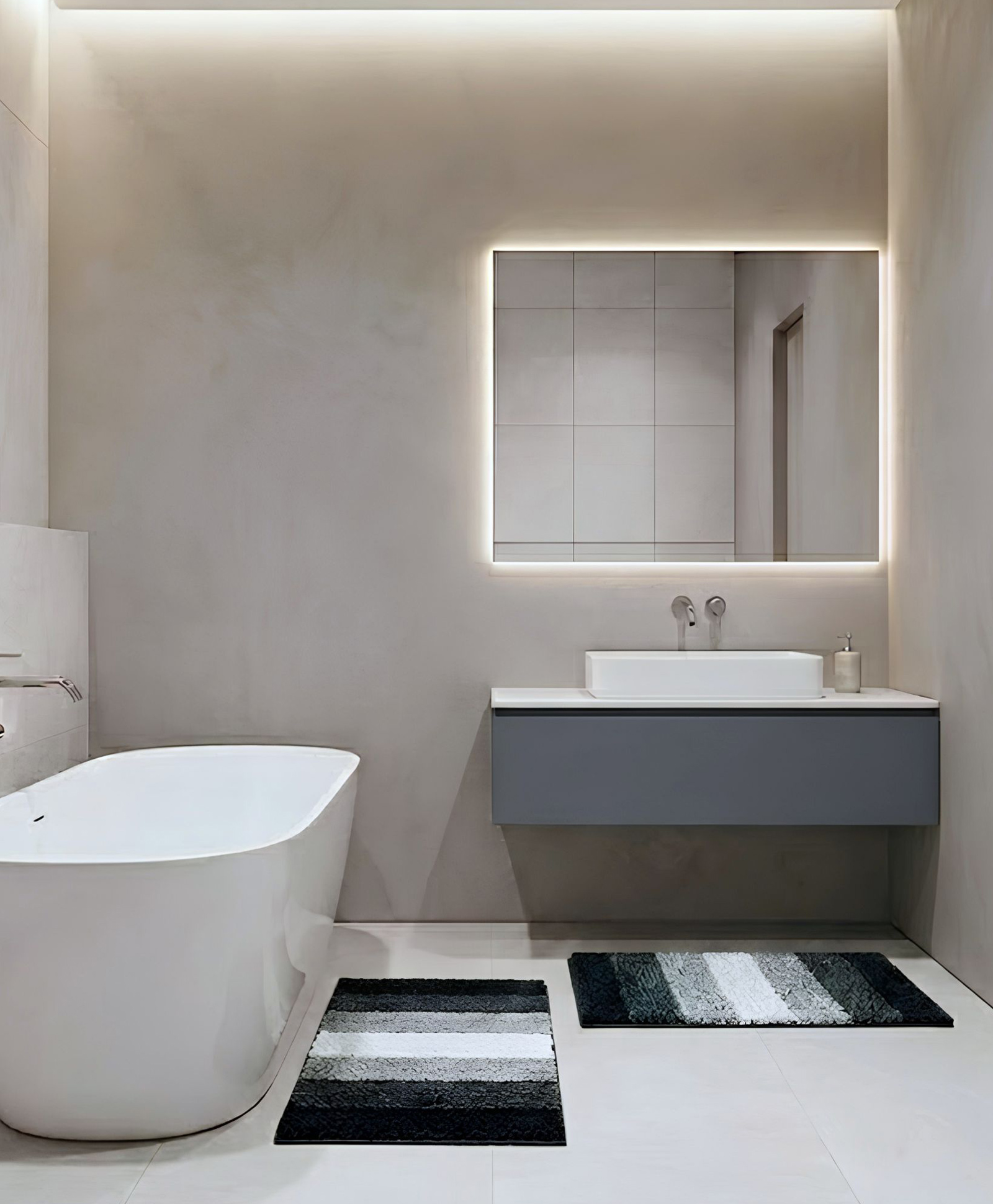 PANO Bathmat Pinstripe - Grey 2PCS (40x60CM)-image-3
