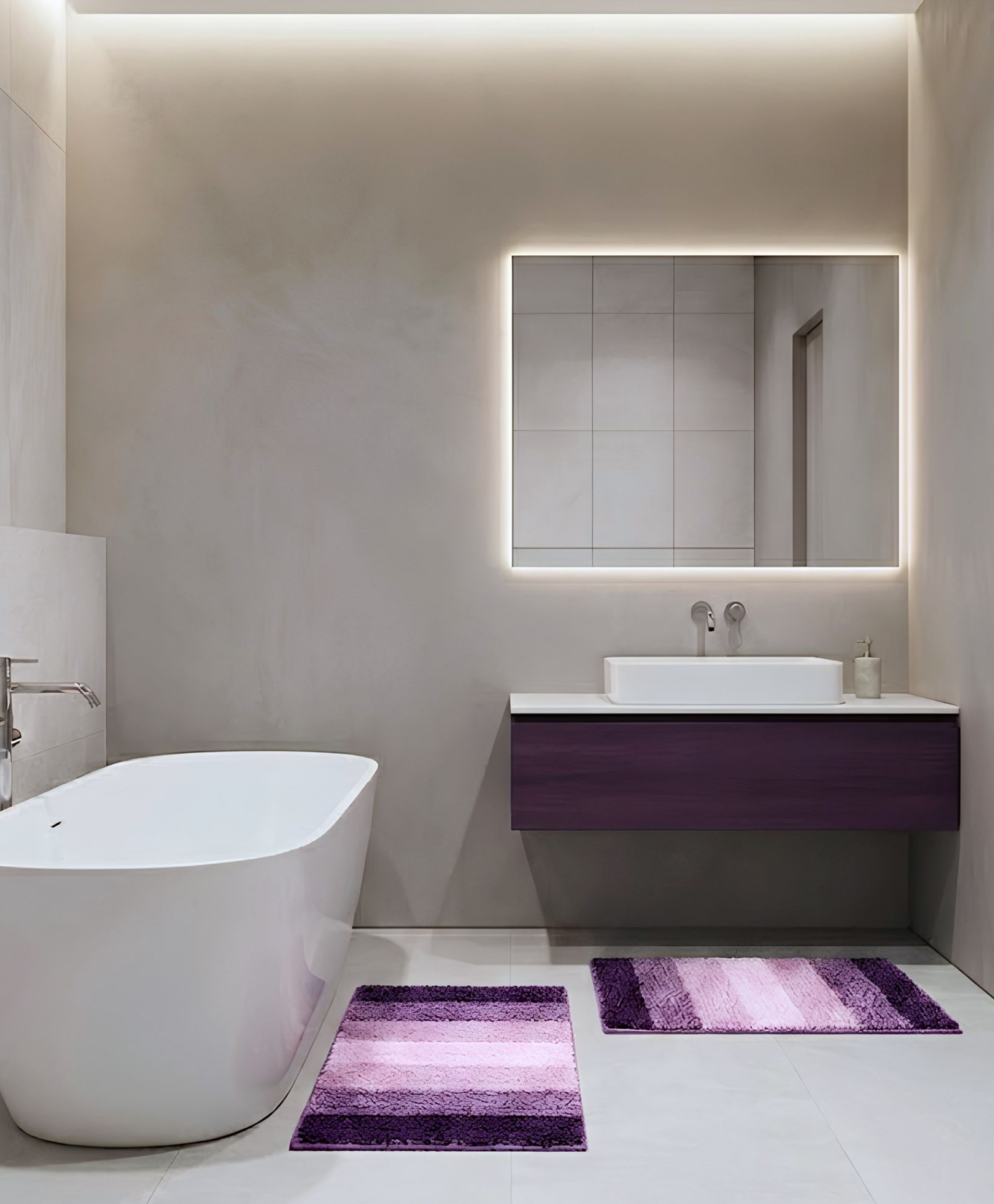 PANO Bathmat Pinstripe - Purple 2PCS (40x60CM)-image-49