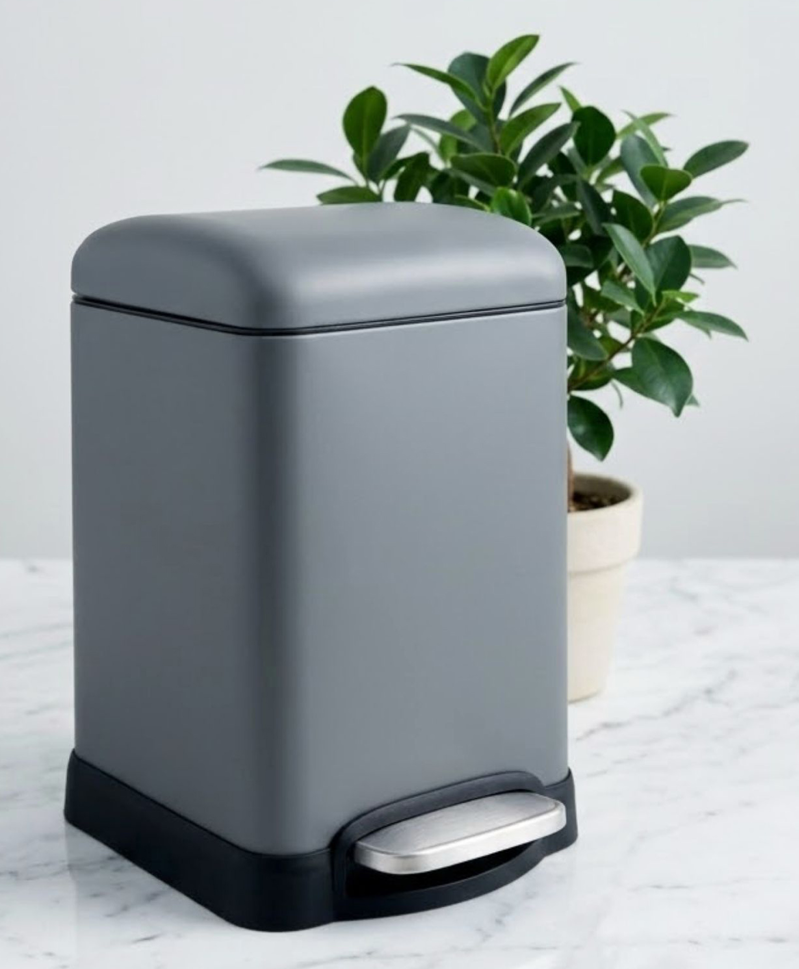 Pano Vetro Premium Metal Trash Bin for Home, Office, Kitchen & Bathroom - Grey 6 Ltr-image-27