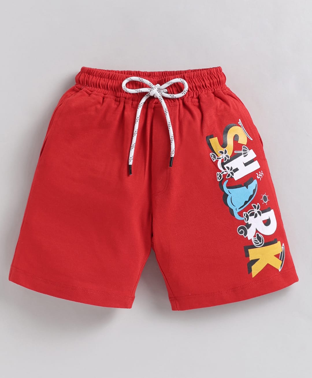 Kidcity Sinker Knit Shark Text Printed Shorts - Red-picture-18
