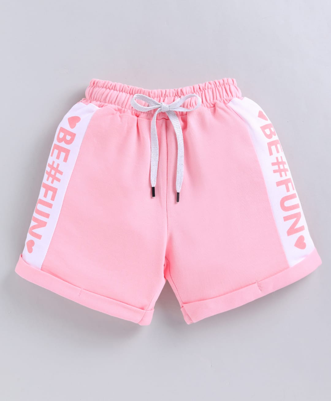 Kidcity Cotton Sinker Knit Typography Printed Shorts - Baby Pink-picture-19