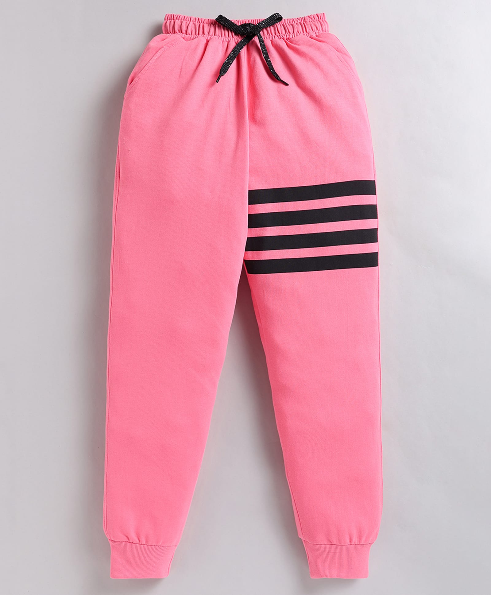Kidcity Cotton Sinker Knit Striped Track Pants - Light Pink-image-30
