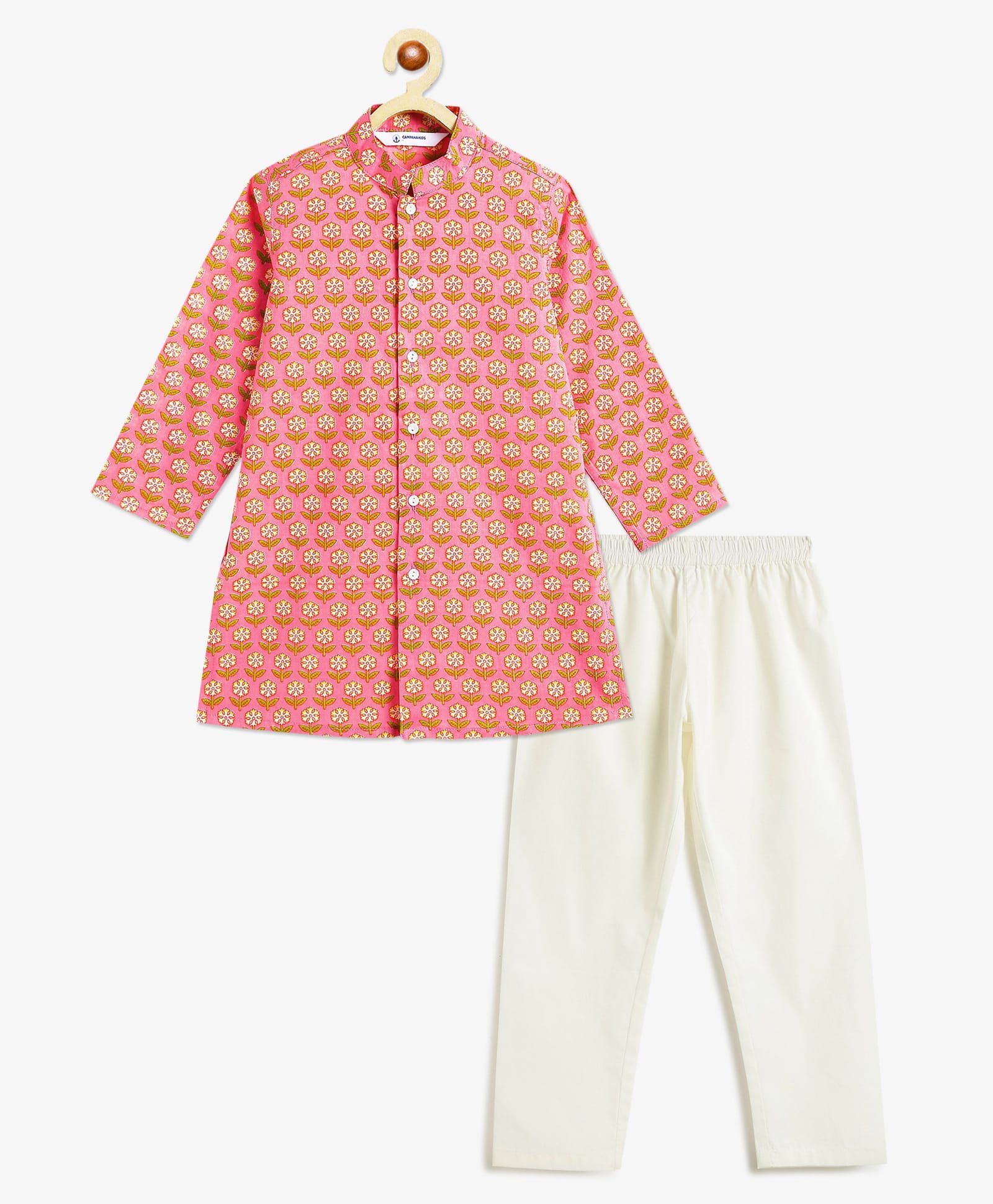 Campana 100% Cotton Woven Full Sleeves Floral Printed Kurta & Pyjama Set - Pink-picture-24