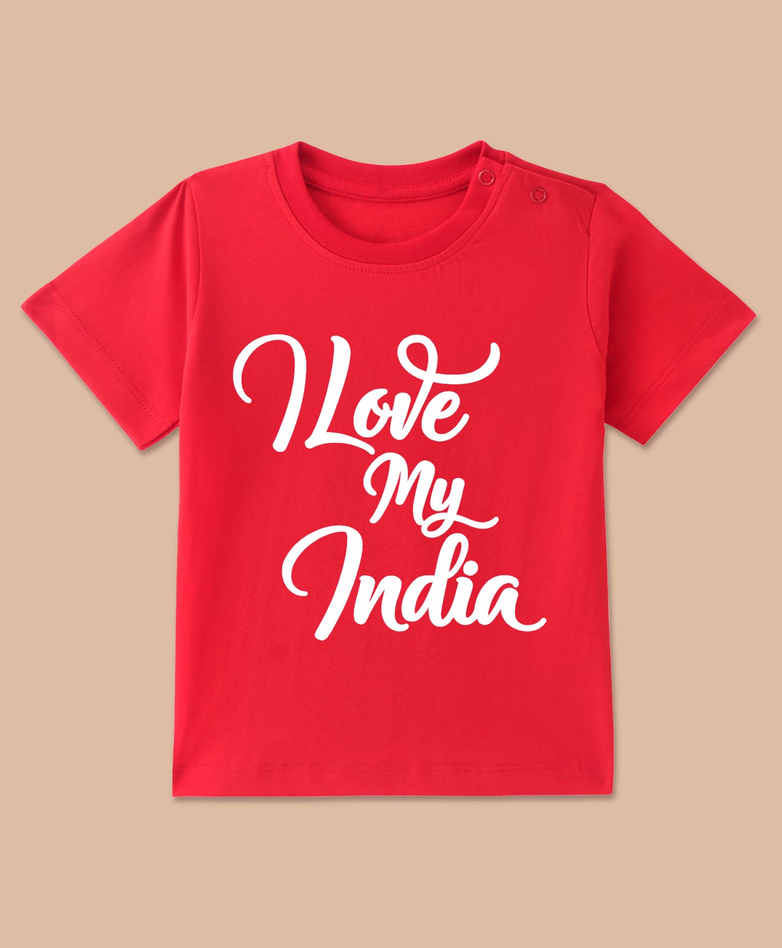 BLUSHES 100% Cotton Knit Independence Day Theme Half Sleeves I Love My India Text Printed Tee - Red-picture-24