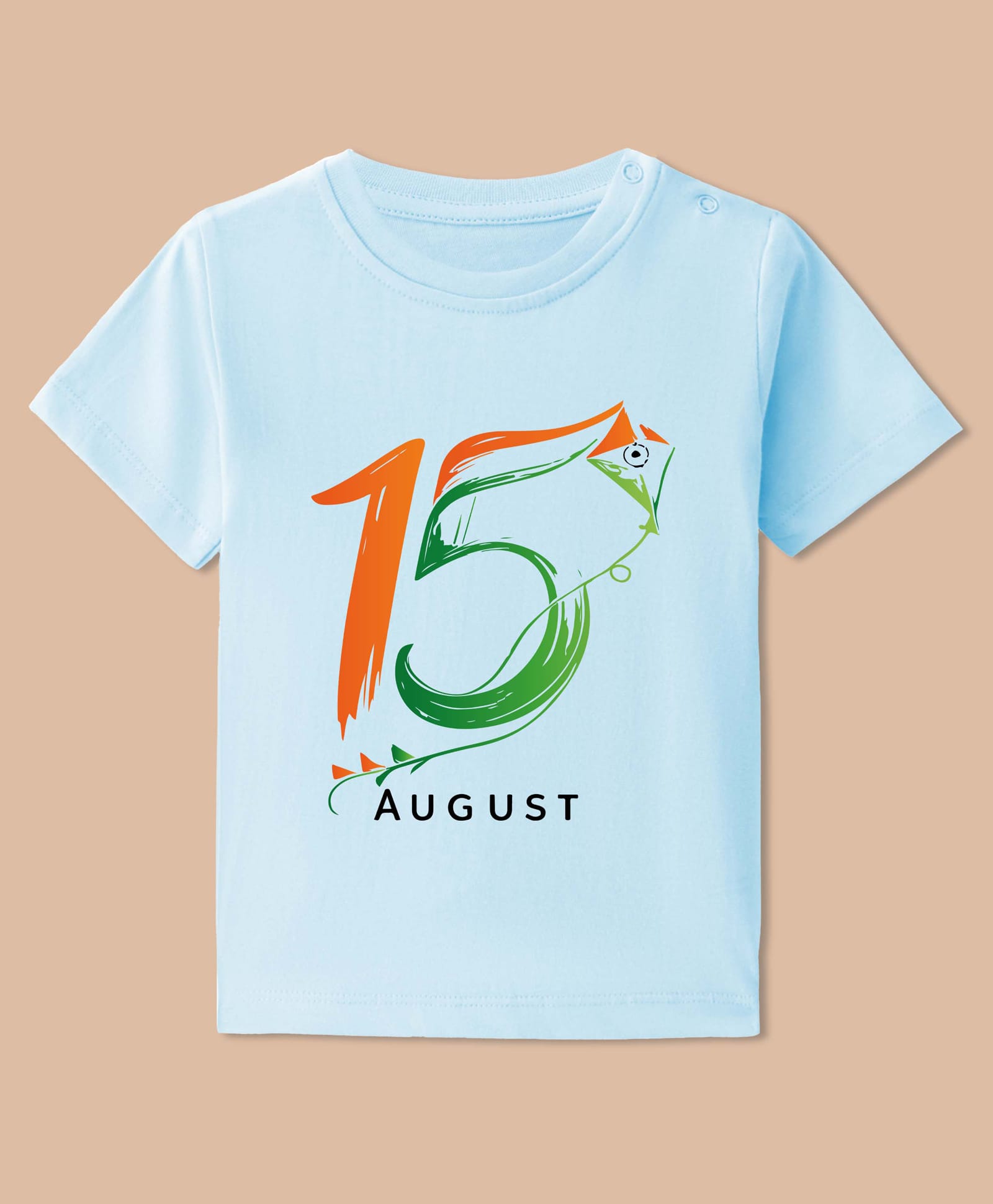 BLUSHES 100% Cotton Knit Independence Day Theme Half Sleeves 15 August Printed Tee - Aqua Blue-picture-17