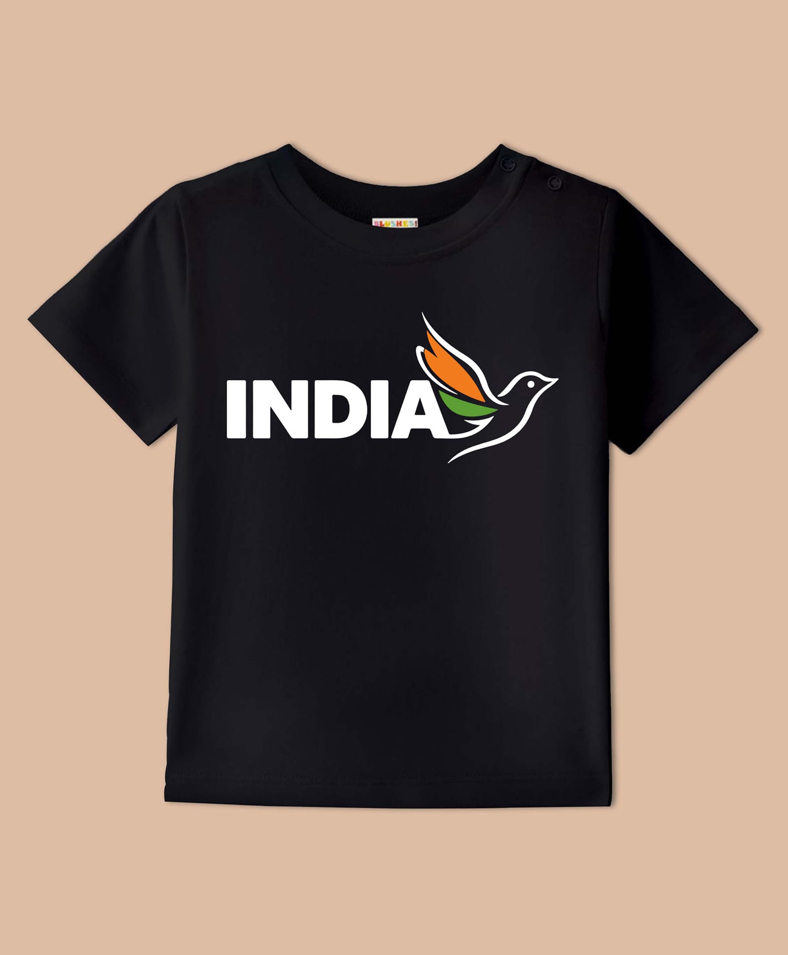 BLUSHES 100% Cotton Knit Independence Day Theme Half Sleeves India Text Printed Tee - Black-picture-28
