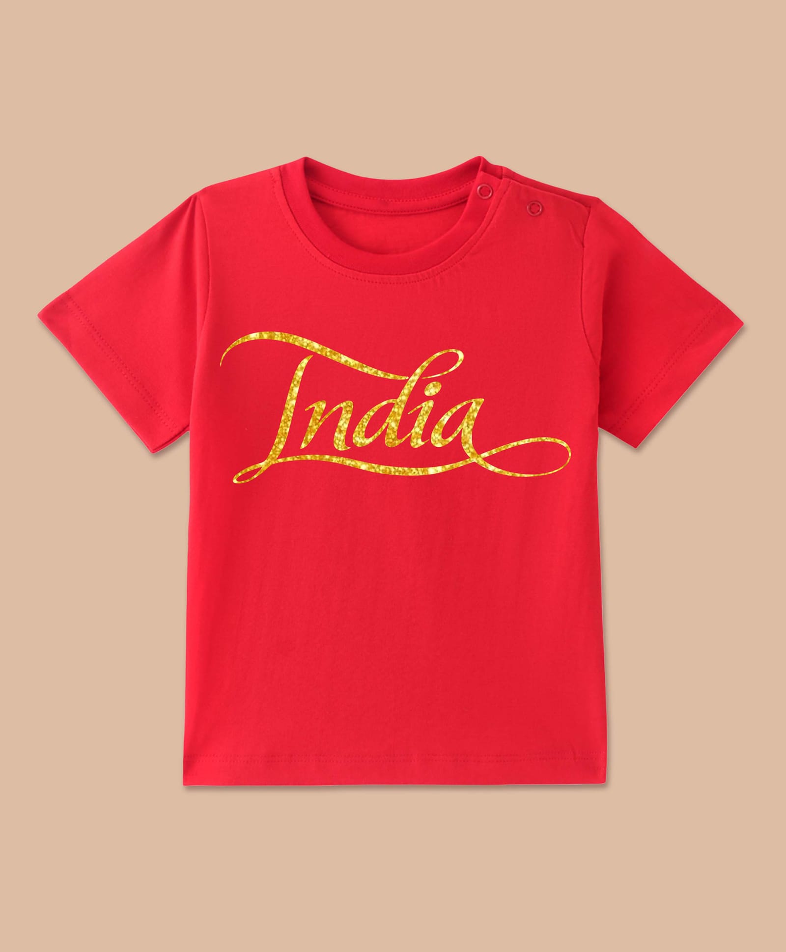 BLUSHES 100% Cotton Knit Independence Day Theme Half Sleeves India Text Printed Tee - Red-picture-15