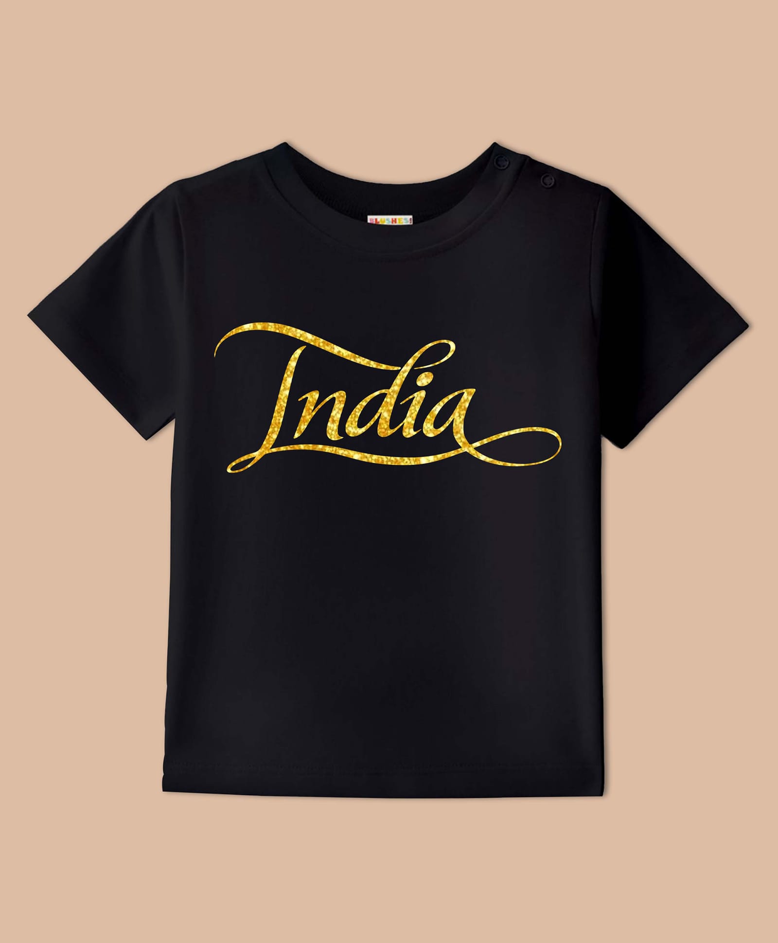 BLUSHES 100% Cotton Knit Independence Day Theme Half Sleeves India Text Printed Tee - Black-picture-27
