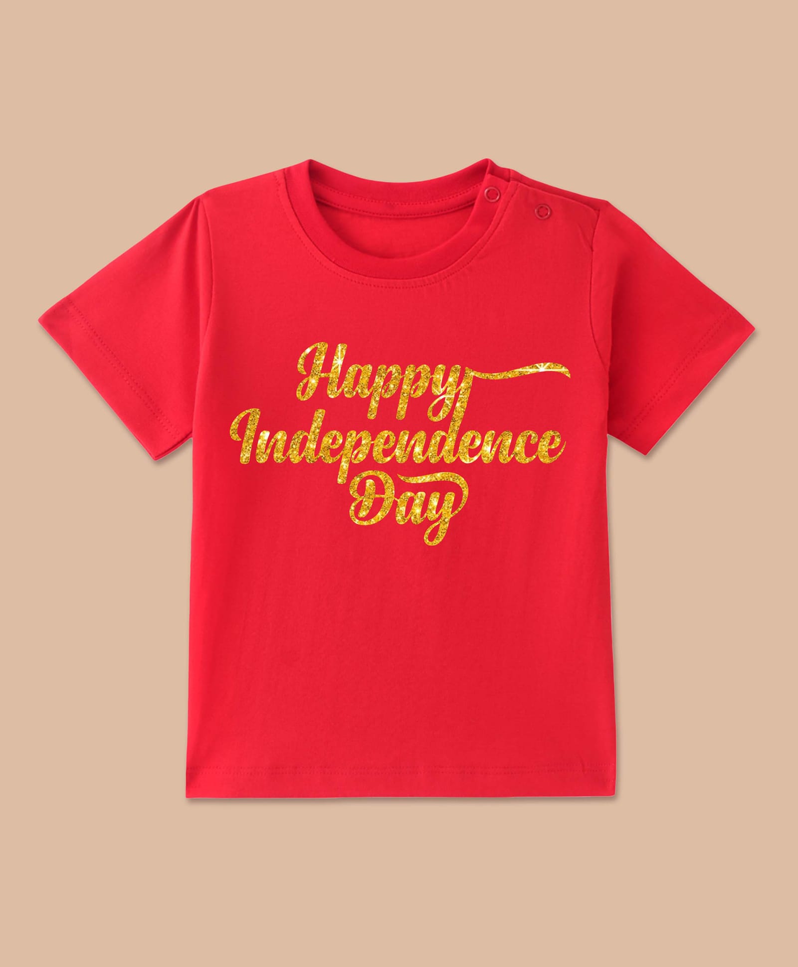 BLUSHES 100% Cotton Knit Independence Day Theme Half Sleeves Happy Independence Day Text Printed Tee - Red-picture-12