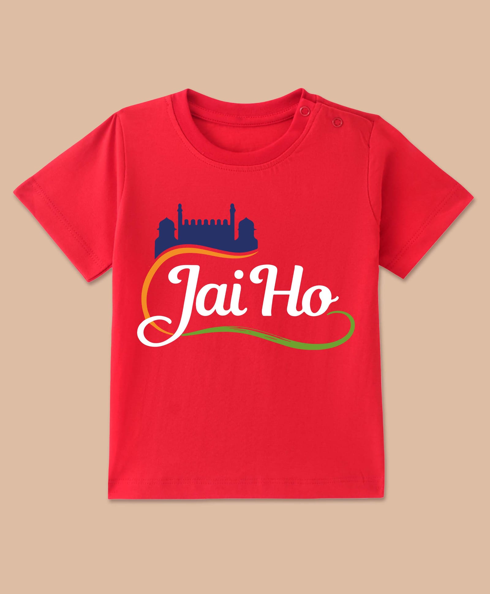 BLUSHES 100% Cotton Knit Independence Day Theme Half Sleeves Jai Ho Text Printed Tee - Red-picture-27
