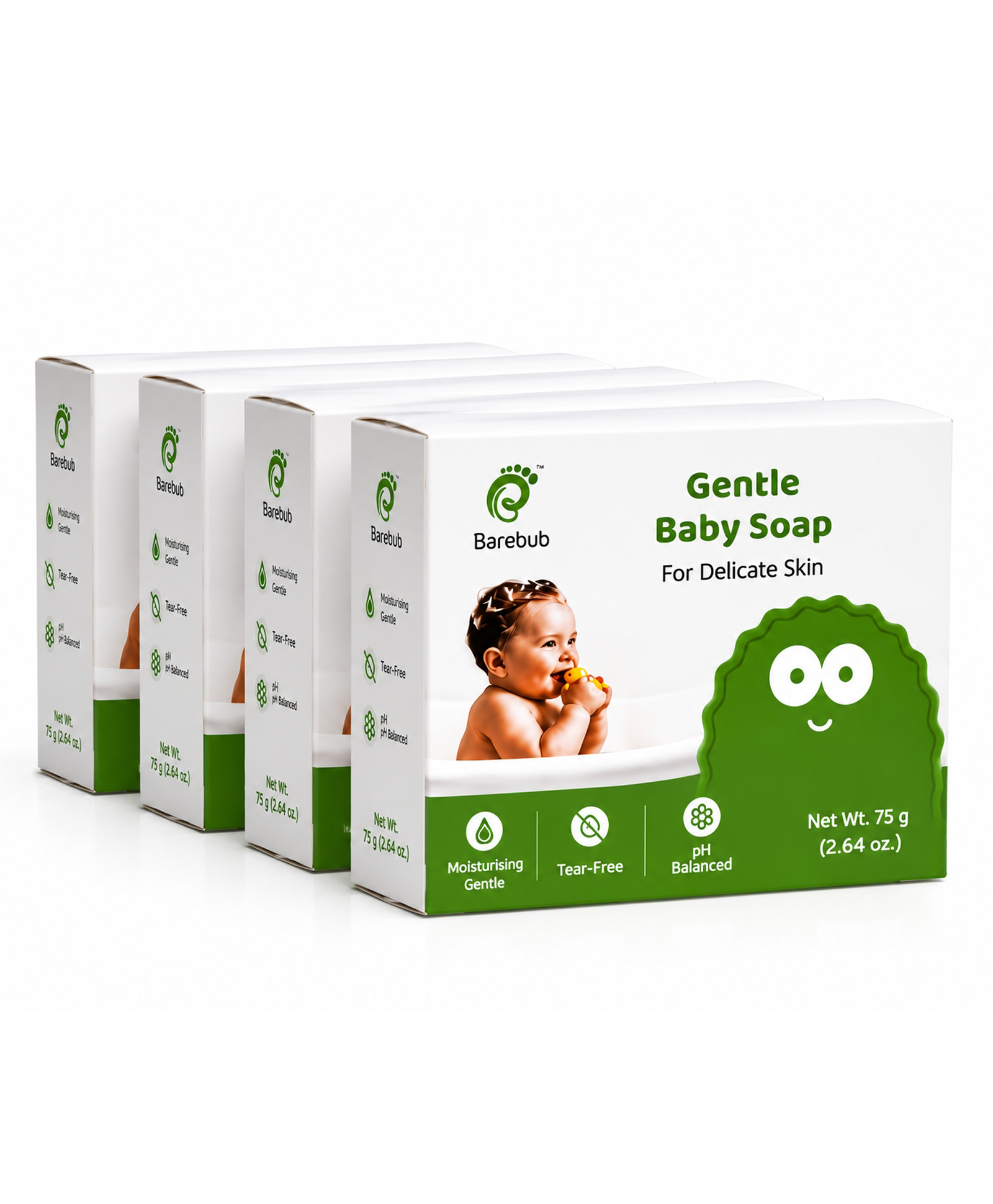 Barebub Gentle Baby Soap| Tear-Free | pH Balanced | Moisturising Baby Bath Soap for Delicate Skin | 0+ months | 75gm (Pack of 4)-picture-14