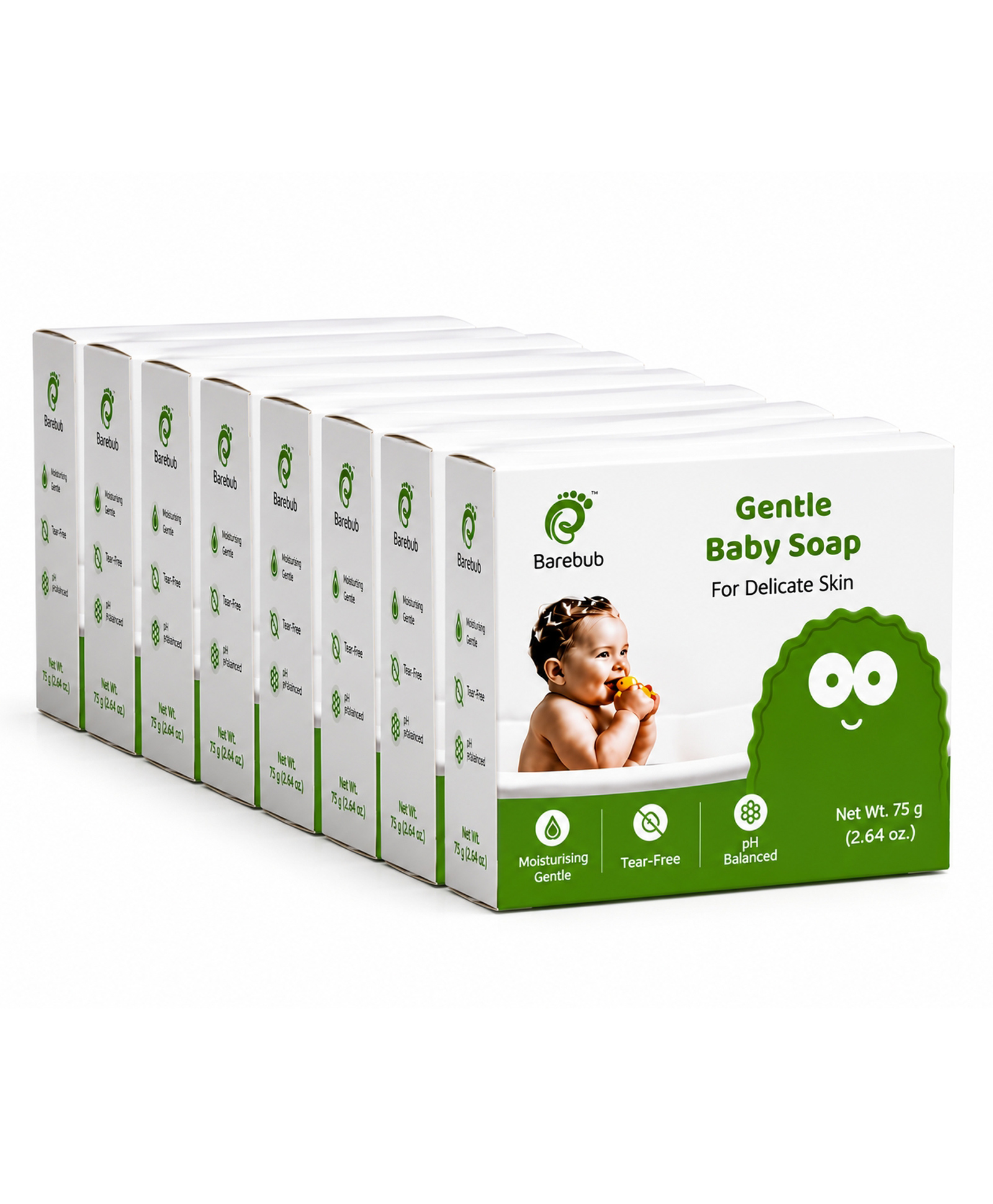 Barebub Gentle Baby Soap| Tear-Free | pH Balanced | Moisturising Baby Bath Soap for Delicate Skin | 0+ months | 75gm (Pack of 8)-picture-18