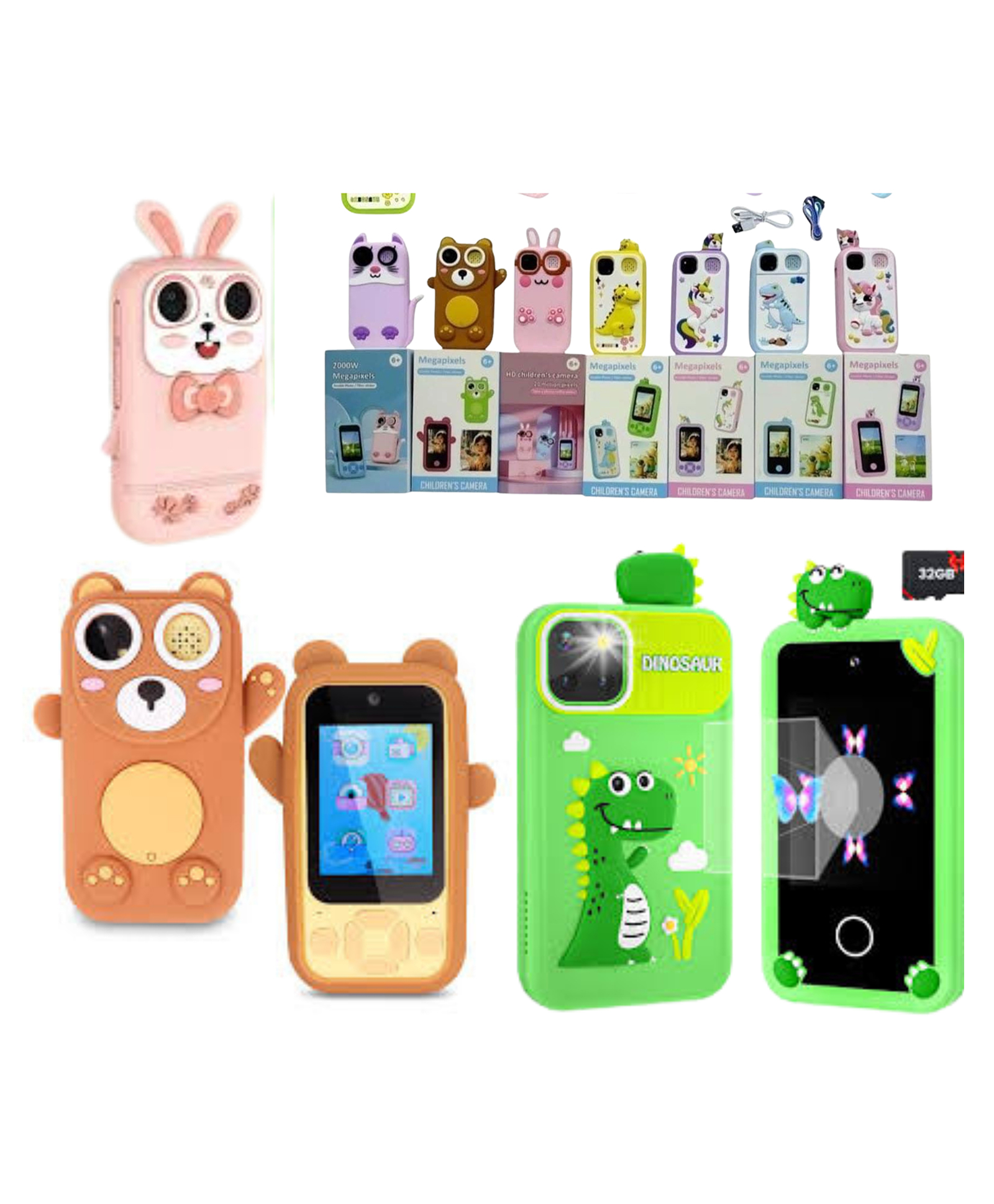 YAMAMA Kids Digital HD Camera with Cute Cartoon Silicone Protective Case for Kids, Rechargeable Toy Camera for Boys & Girls, Fun Interactive Kids Digital Camera - Pack of 1 - Color And Design May Vary-image-3