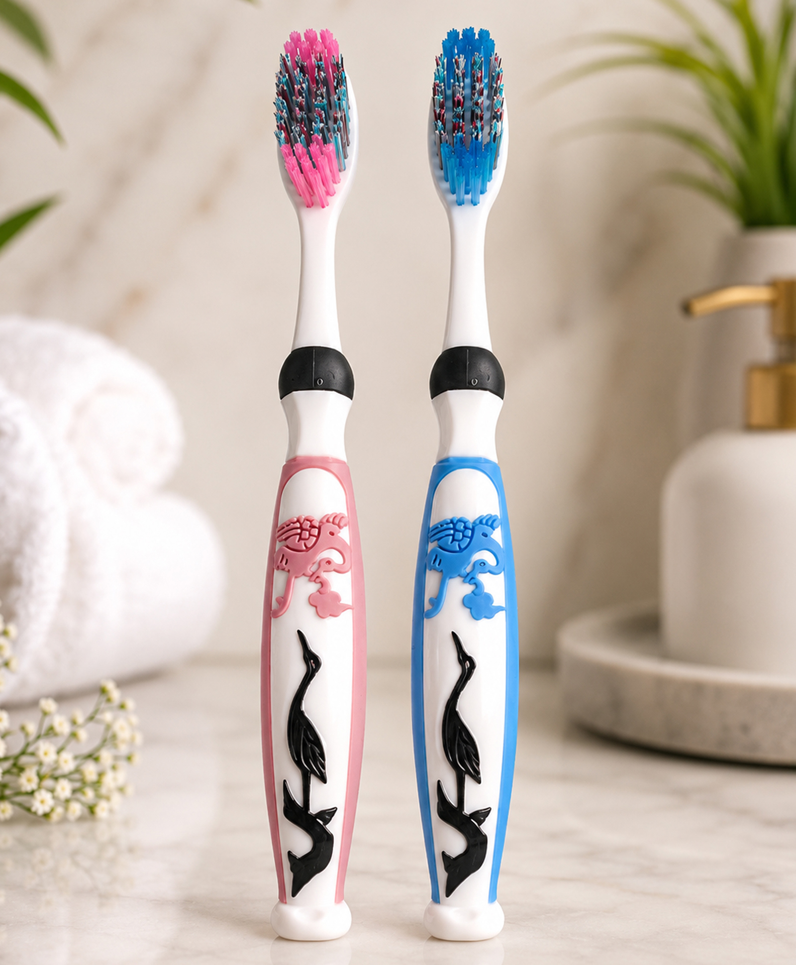 Yunicorn Max Ultra Soft Toothbrush with Cute Flamingo & Dolphin Design for Adult - Pack 2-image-34