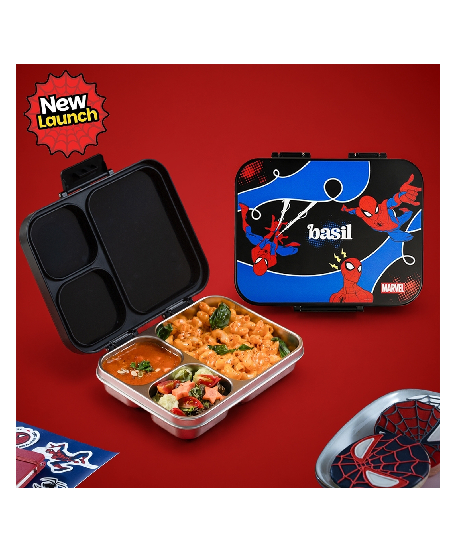 Basil Bento Ace 3C 1000ml Stainless Steel 3-Compartment Leakproof Lunch Box- Sling Strike-image-16