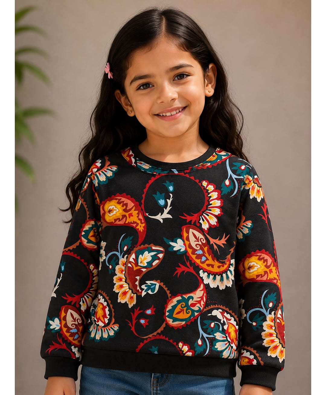 Tiara Cotton Rib Full Sleeves Abstract Printed Sweatshirt - Black-picture-11