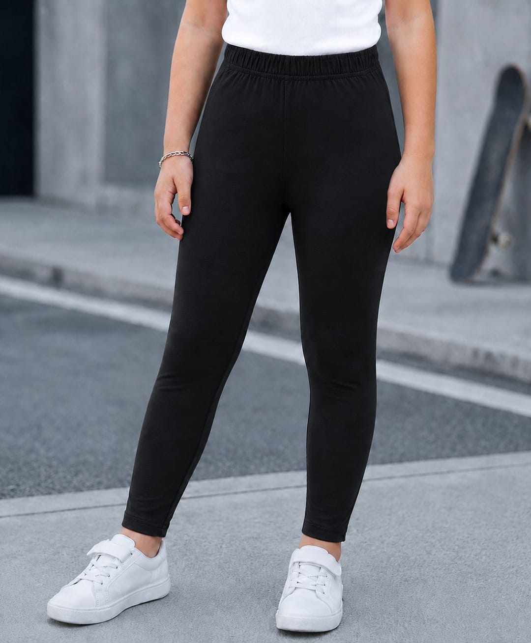 Tiara Cotton Spandex Solid Leggings - Black-picture-10