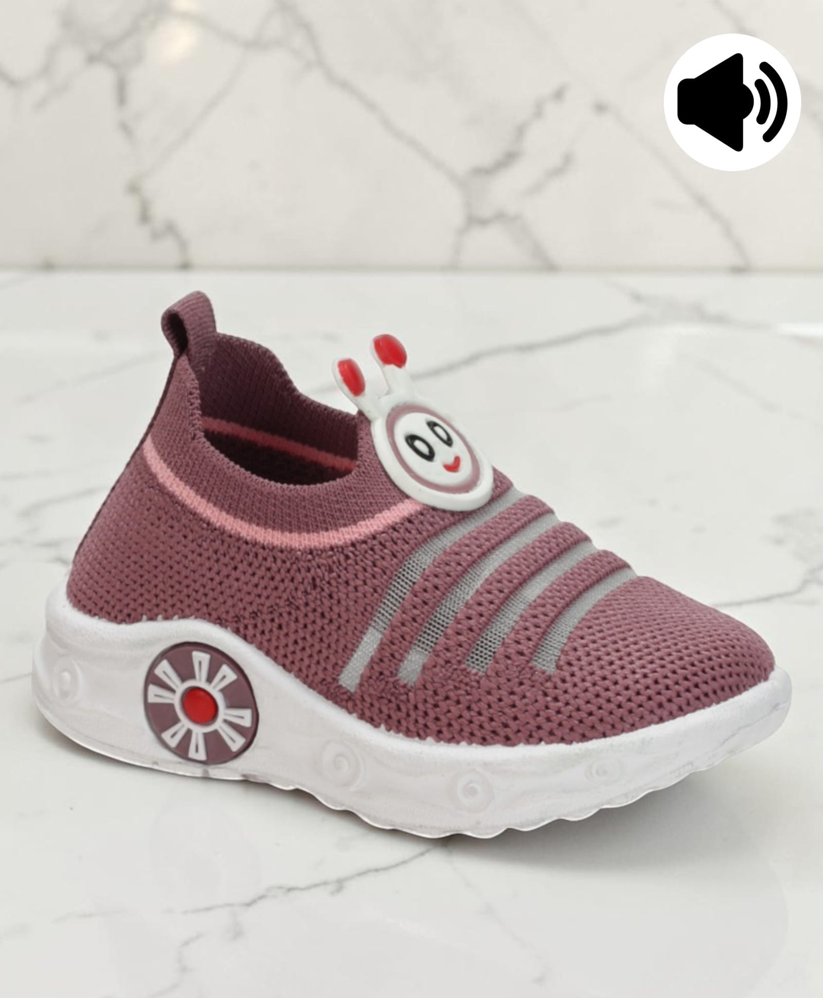 Lil Lollipop Striped Slip On Musical Shoes - Mauve-image-32