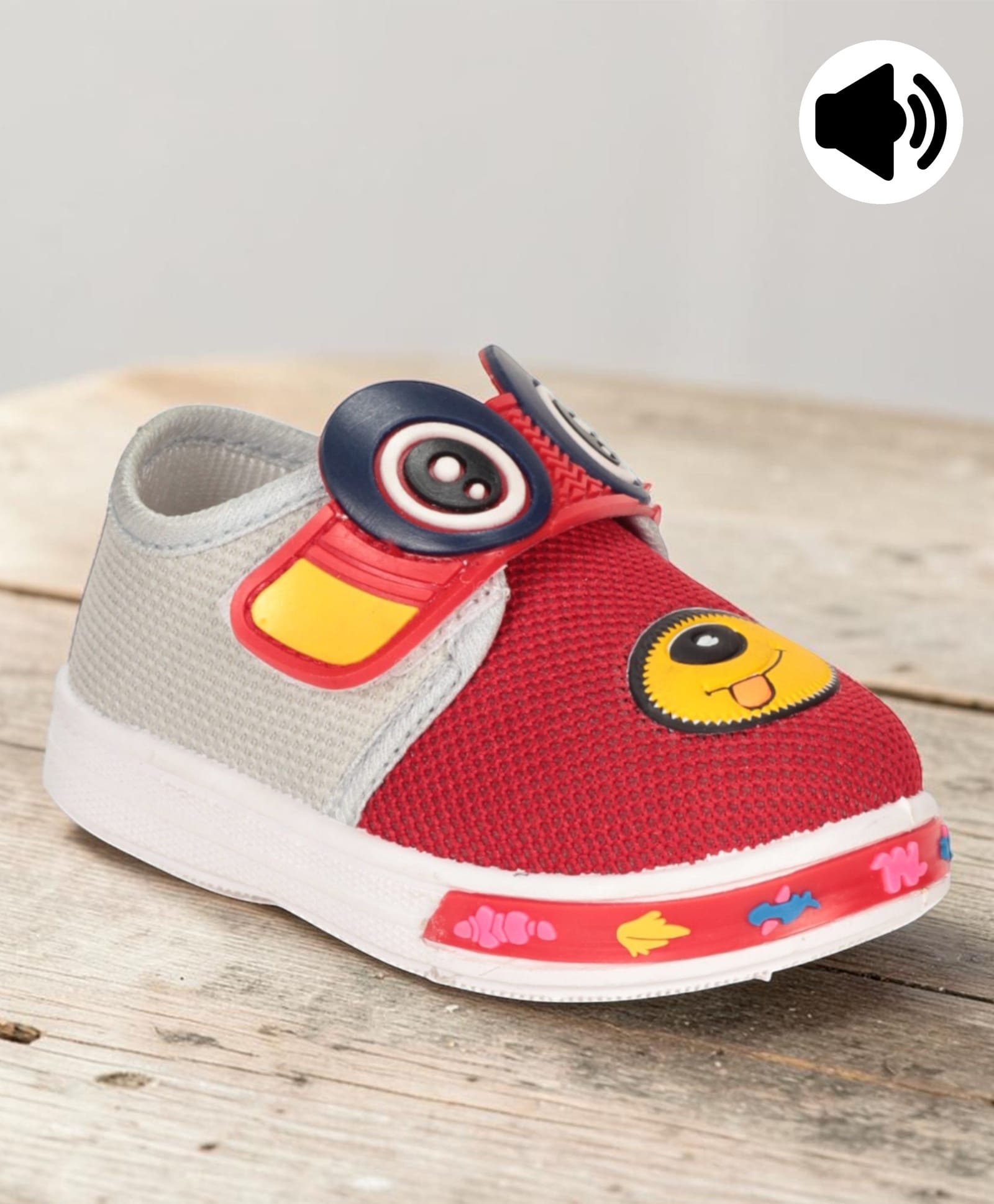 Lil Lollipop Cartoon Eyes Applique Detailed Velcro Closure Musical Shoes - Red-picture-11