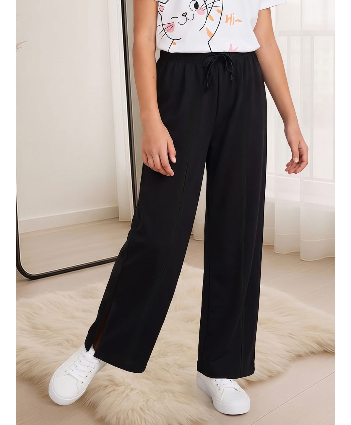 Lil Tomatoes Cotton Looper Knit Solid Pants - Black-picture-37