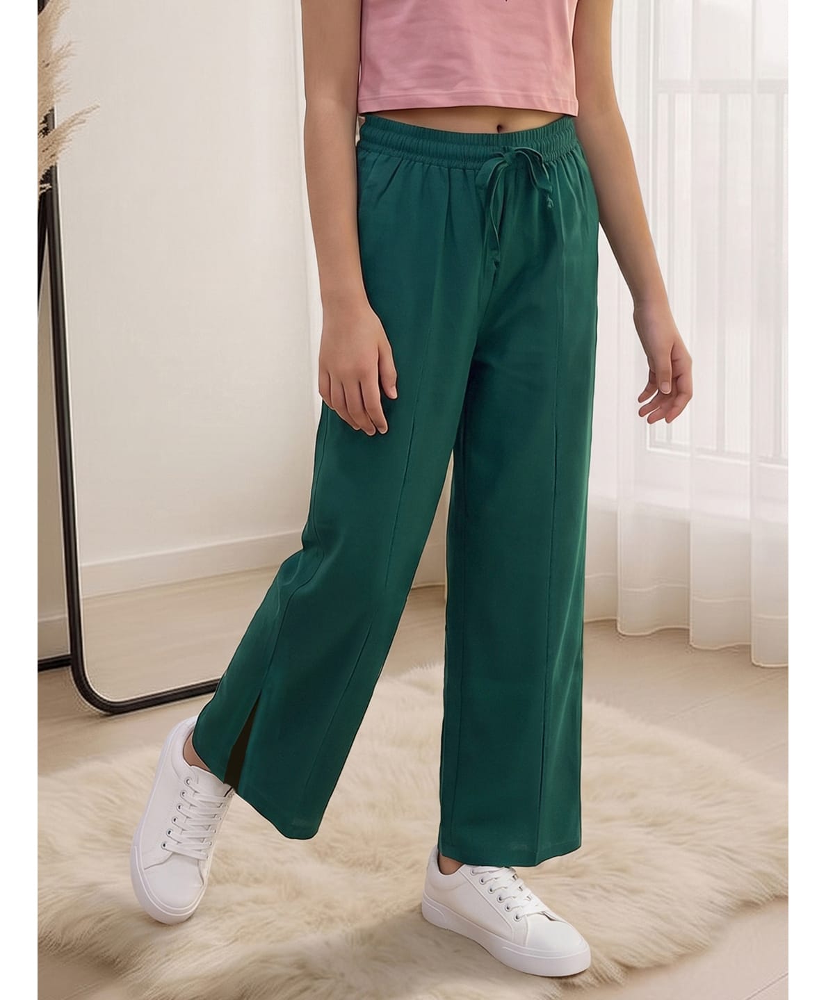 Lil Tomatoes Cotton Looper Knit Solid Pants - Bottle Green-picture-35