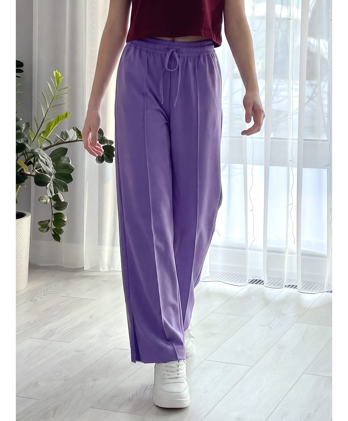 Lil Tomatoes Cotton Looper Knit Solid Pants - Lavender-picture-39