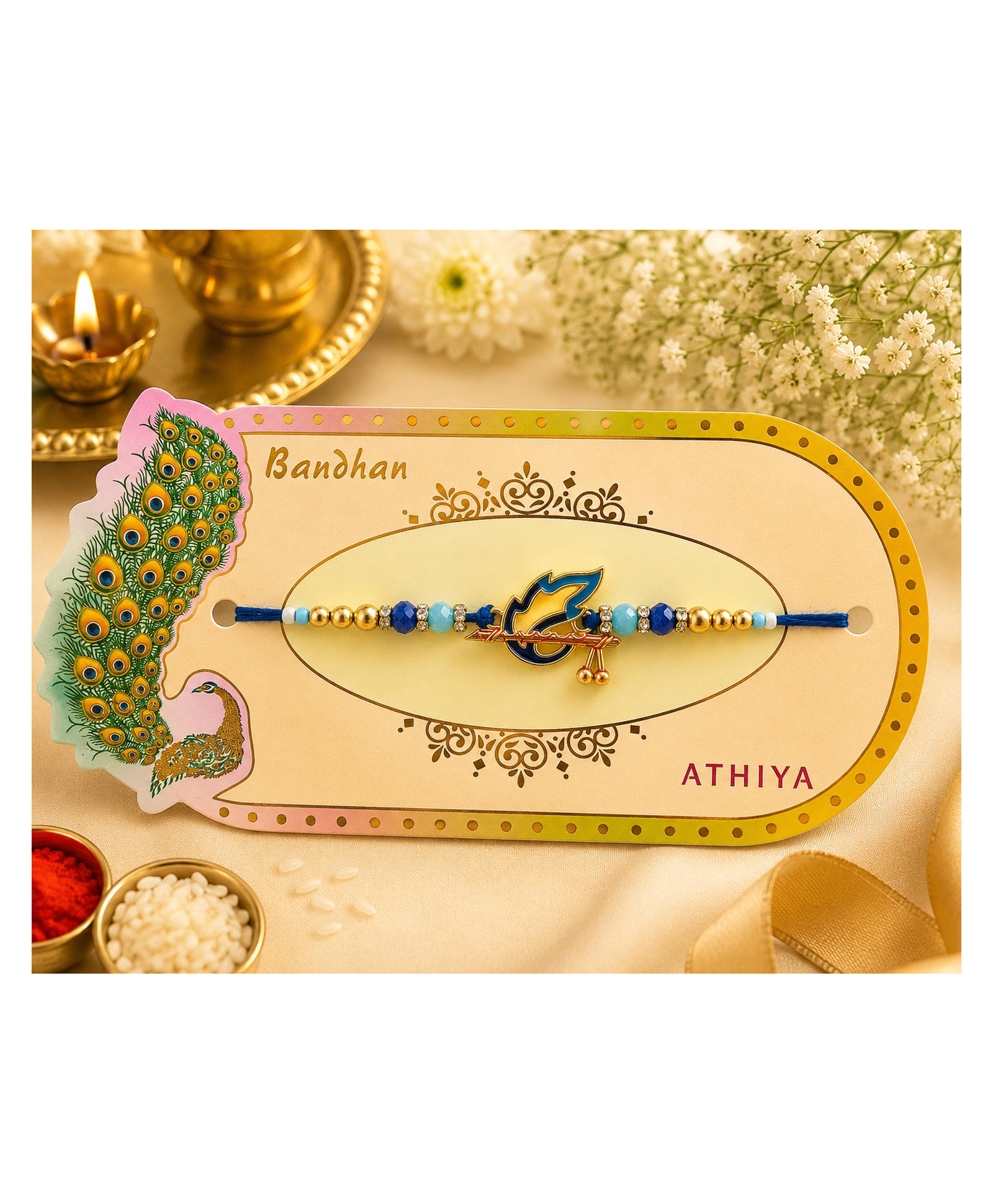 Krishna Rakhi - Blue| Premium Beaded Artwork| Perfect for Gifting| Raksha Bandhan| for Boys & Girls-image-3