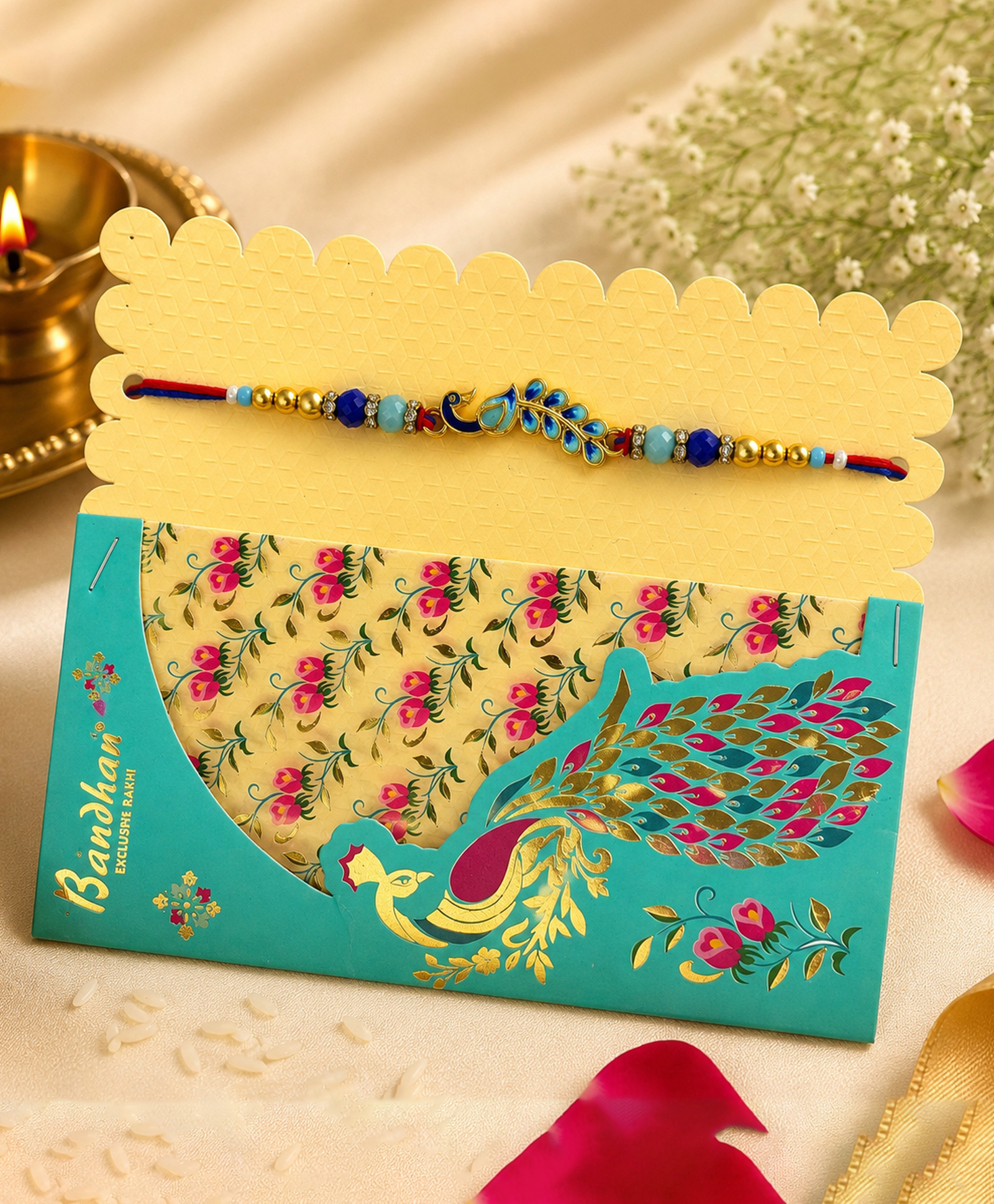 Peacock Rakhi - Blue| Premium Beaded Artwork| Perfect for Gifting| Raksha Bandhan| for Boys & Girls-image-30