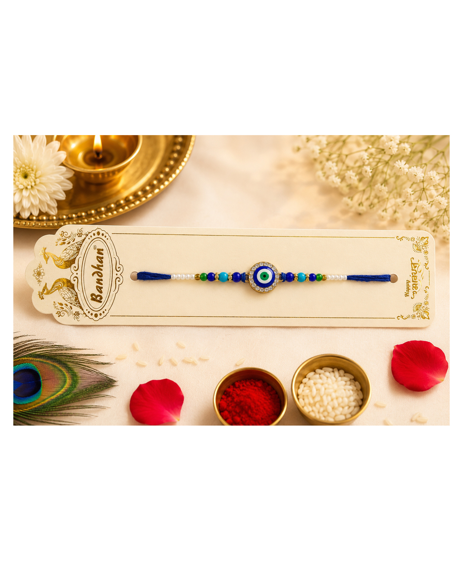 Evil Eyes Rakhi - Dark Blue| Premium Beaded Artwork| Perfect for Gifting| Raksha Bandhan| Wards-off Negativity| for Boys & Girls-image-17