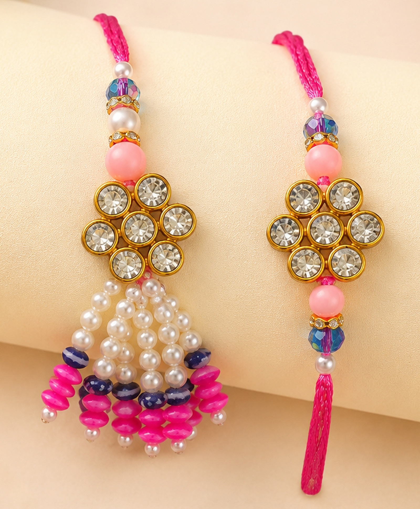 Lumba Rakhi - Pink| Premium Beaded Artwork| Perfect for Gifting| Raksha Bhandan-image-17