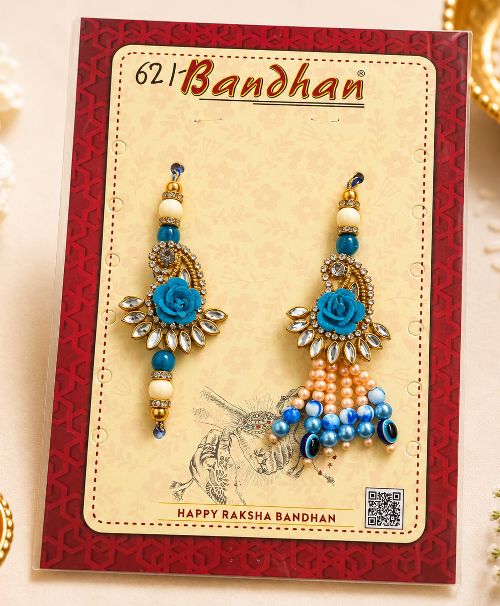 Lumba Rakhi - Blue| Premium Beaded Artwork| Perfect for Gifting| Raksha Bhandan-image-31