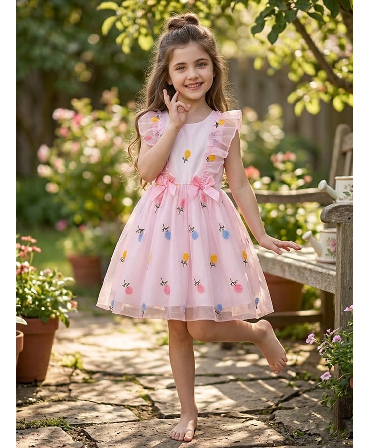 FOSTRIC Organza Knit Sleeveless Floral Printed Dress - Pink-image-14