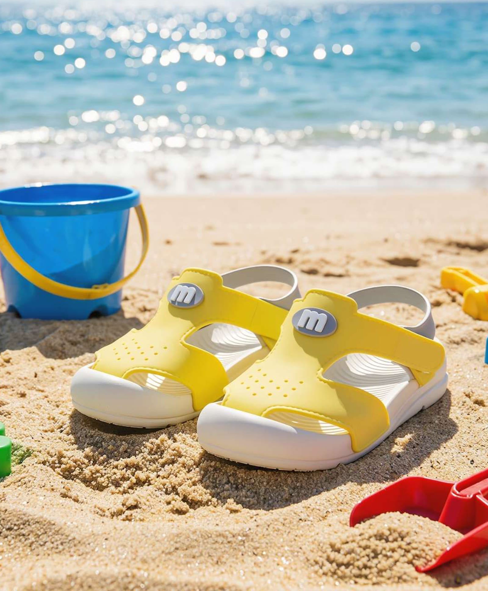 Yellow Bee Solid Velcro Closure Sandals - Yellow-picture-47