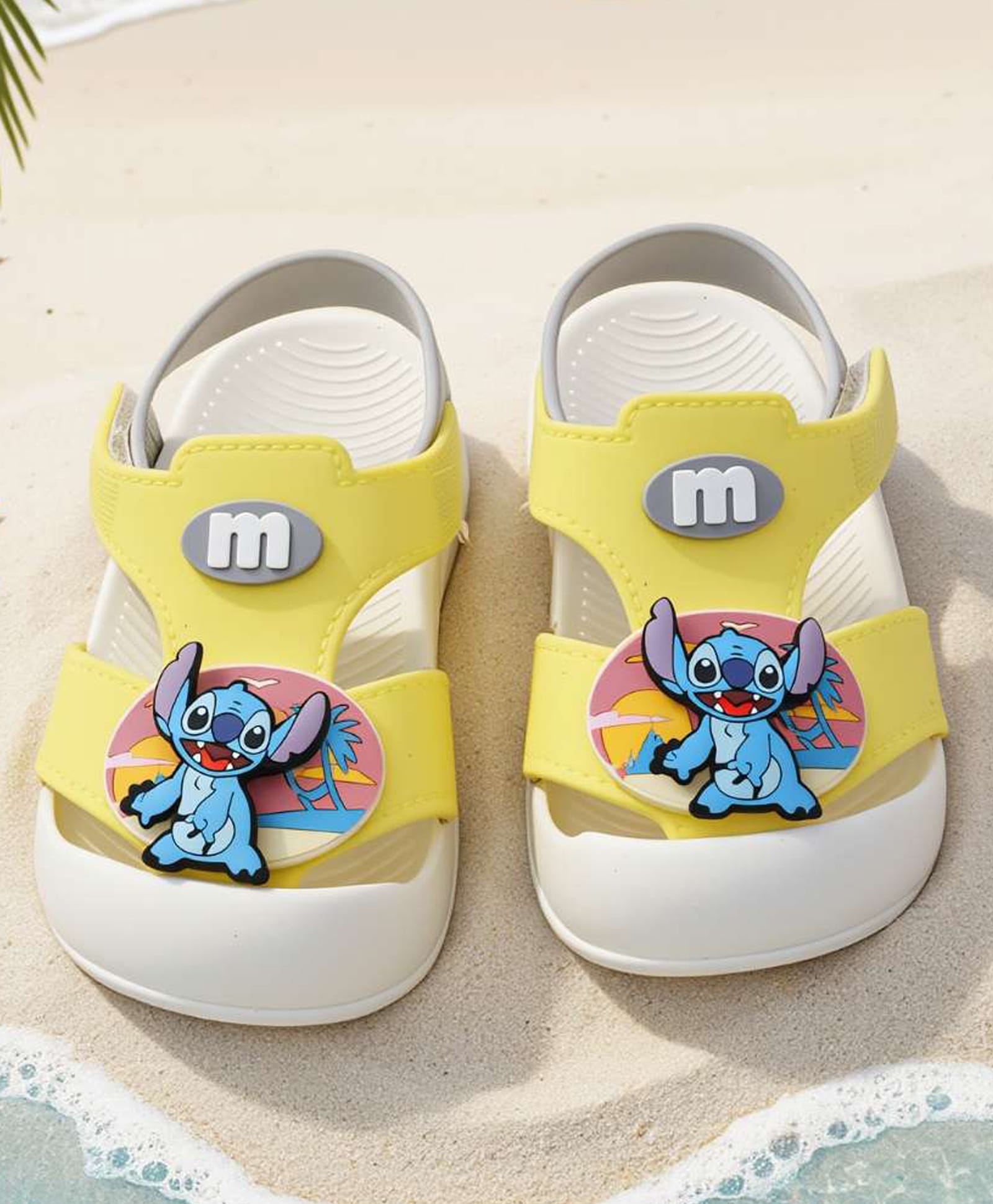 Yellow Bee Disney Lilo & Stitch Featuring Stitch Applique Detailed Velcro Closure Sandals - Yellow-picture-17