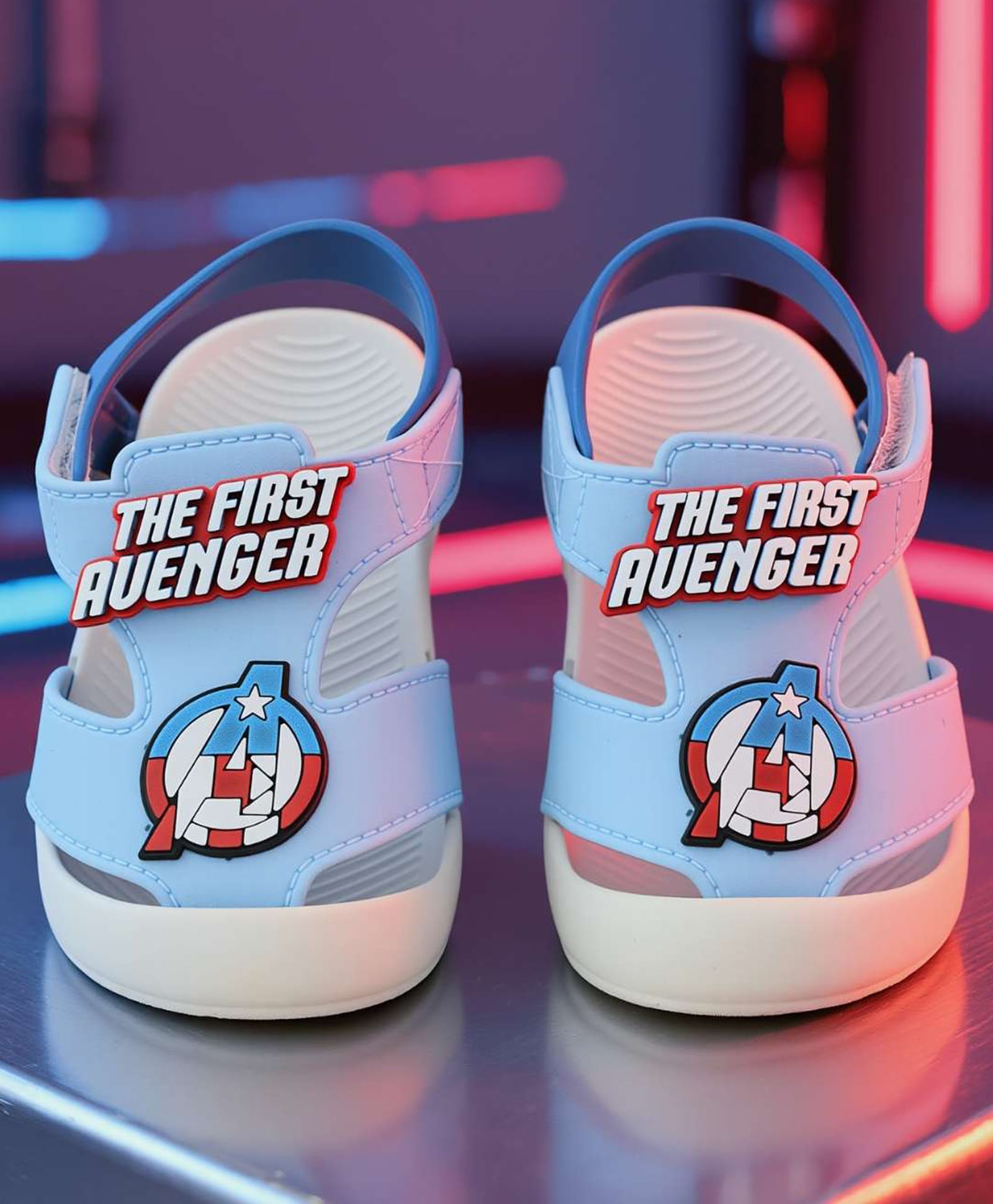 Yellow Bee Marvel Featuring Captain America Applique Detailed Velcro Closure Sandals - Sky Blue-picture-43