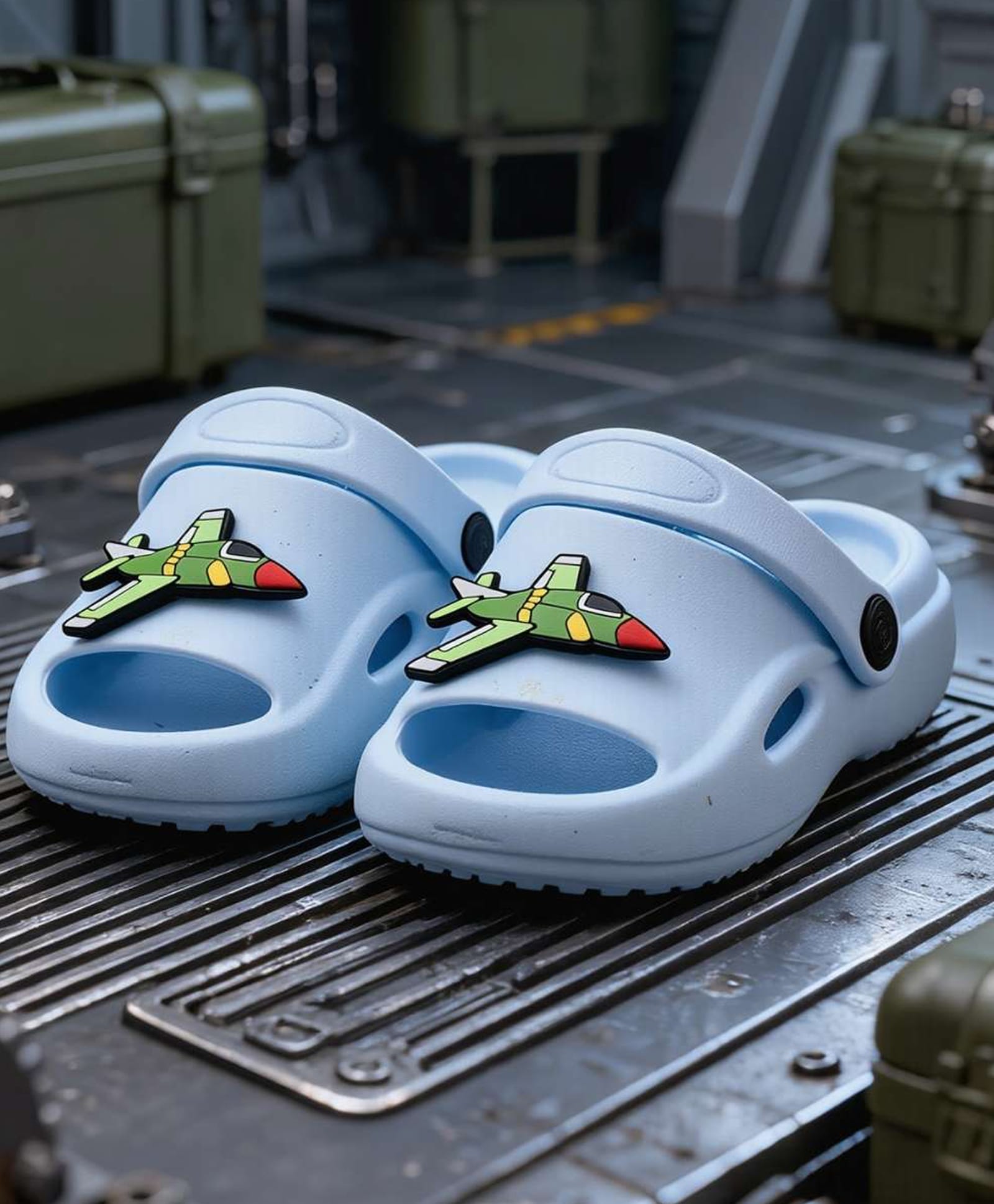 Yellow Bee Airplane Applique Detailed Slingback Sandals - Sky Blue-picture-27