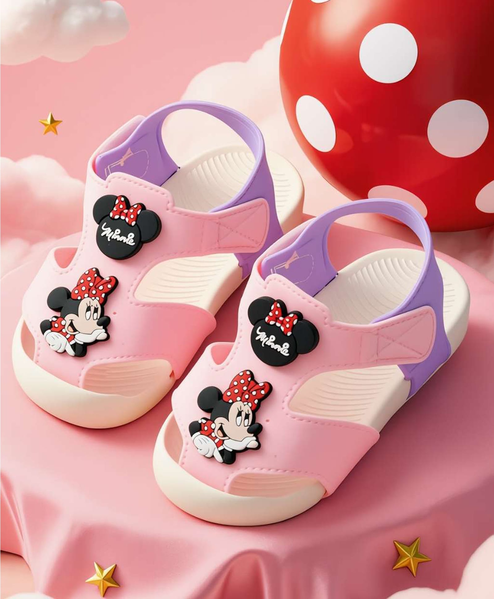 Yellow Bee Disney Mickey Mouse & Friends Featuring Minnie Mouse Applique Detailed Velcro Closure Sandals - Pink-picture-42