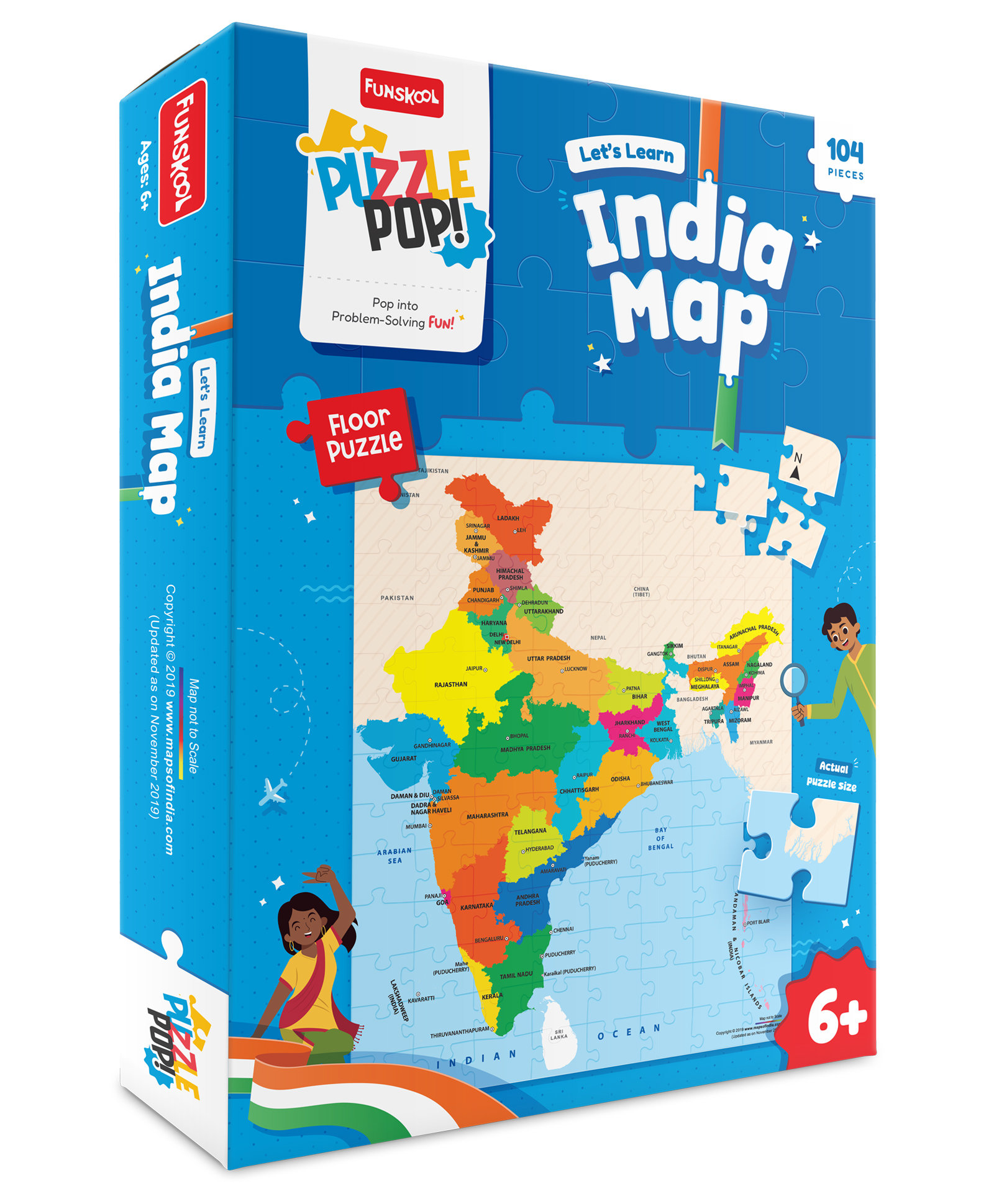 Funskool Learn India Map Floor Puzzle - 104 Pieces-picture-25