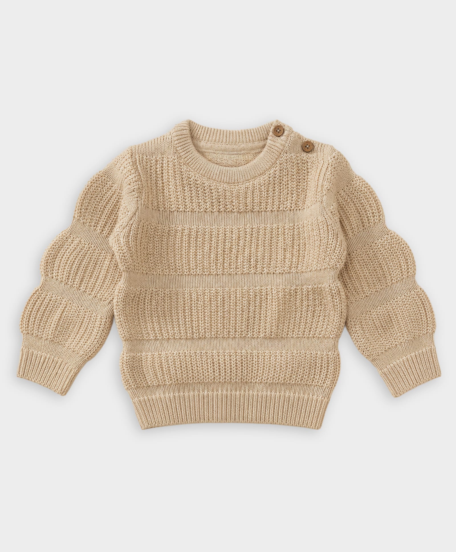Mi Arcus 100% Cotton Knit Full Sleeves Striped Sweater - Beige-picture-12