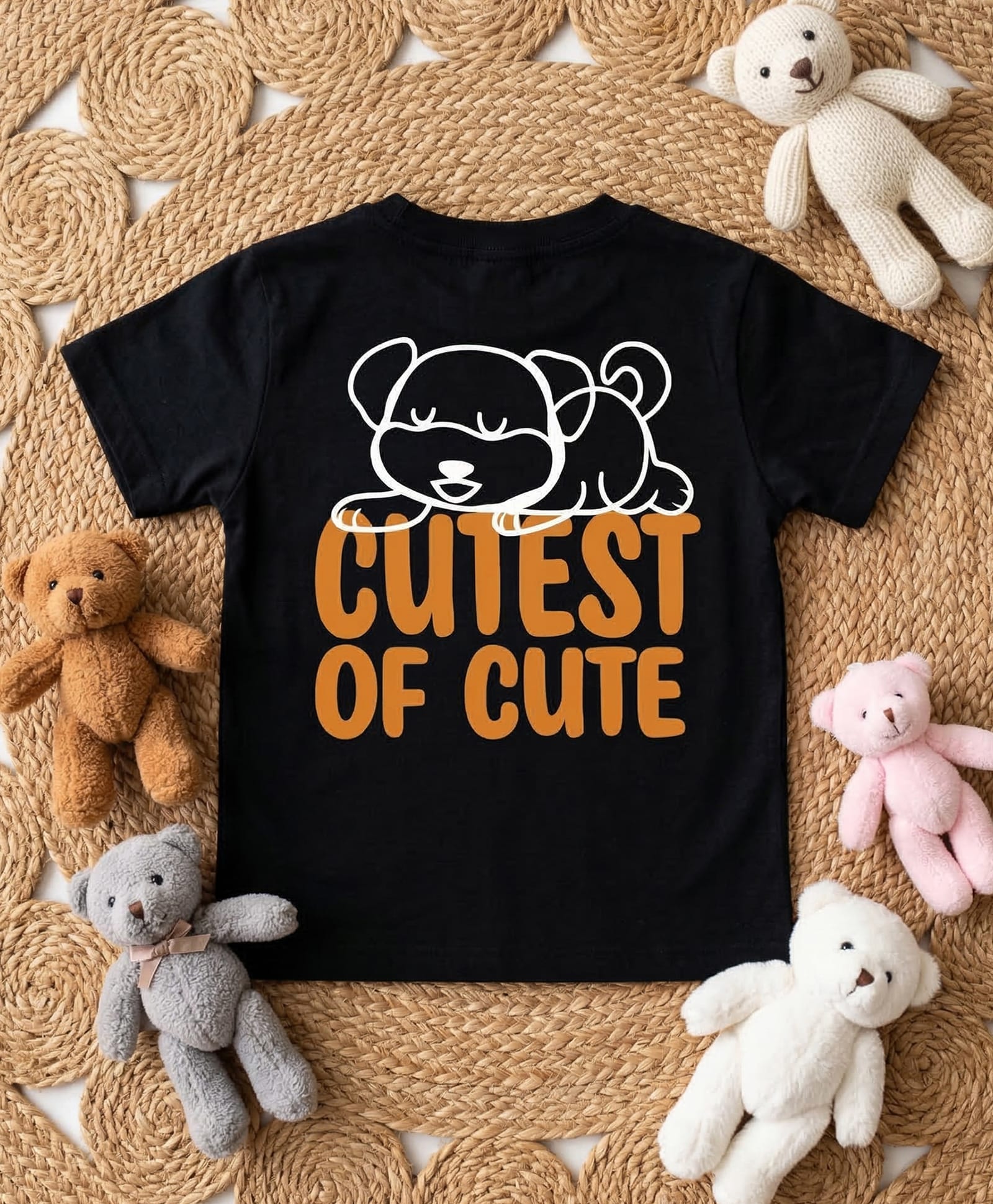 YO!4U Cotton Knit Half Sleeves Cutest Of Cute Text Printed Tee - Black-picture-21
