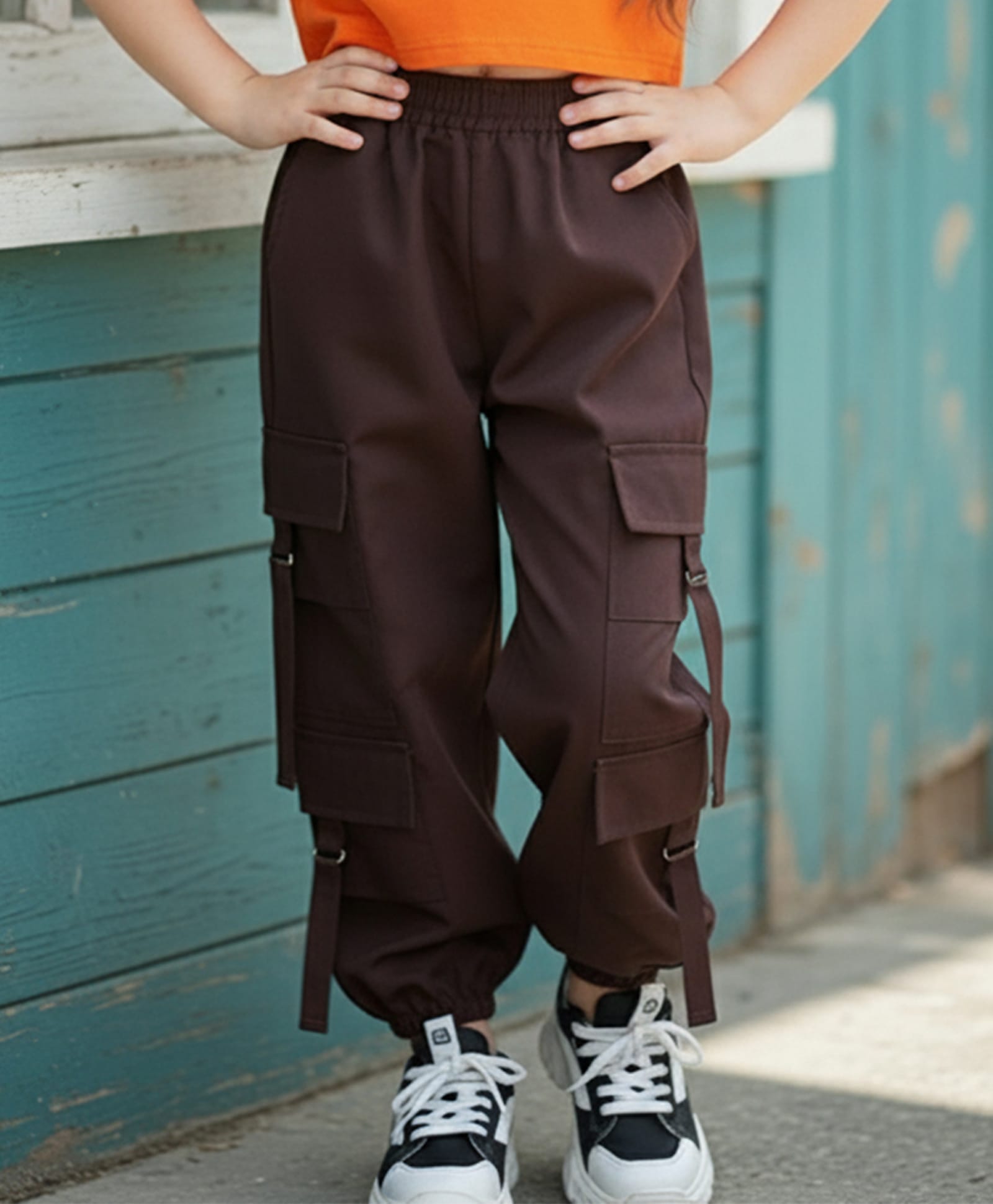 Cutiekins Cotton Woven Solid Cargo Pants - Coffee Brown-picture-14