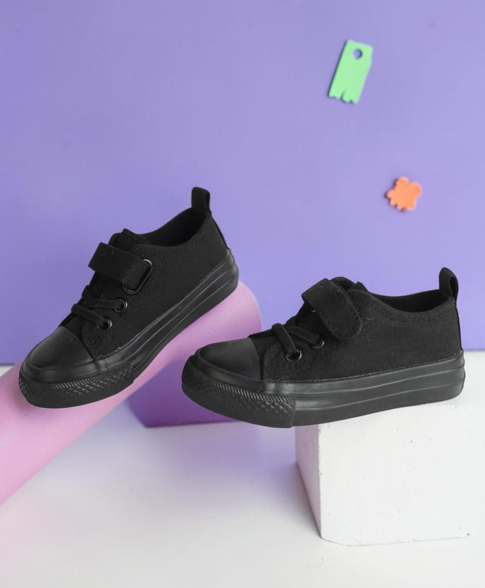 TRUFFLE COLLECTION Colour Blocked Velcro Closure Shoes - Black-picture-5