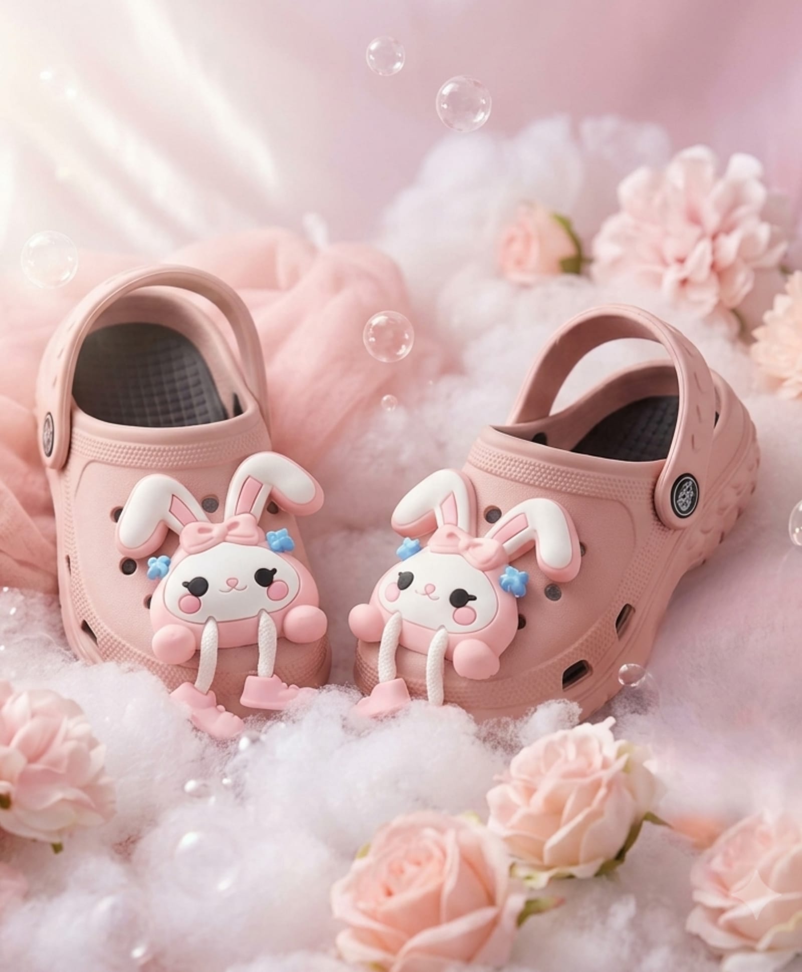 Binos Bunny Applique Detailed Perforated Slingback Clogs - Pink-image-41
