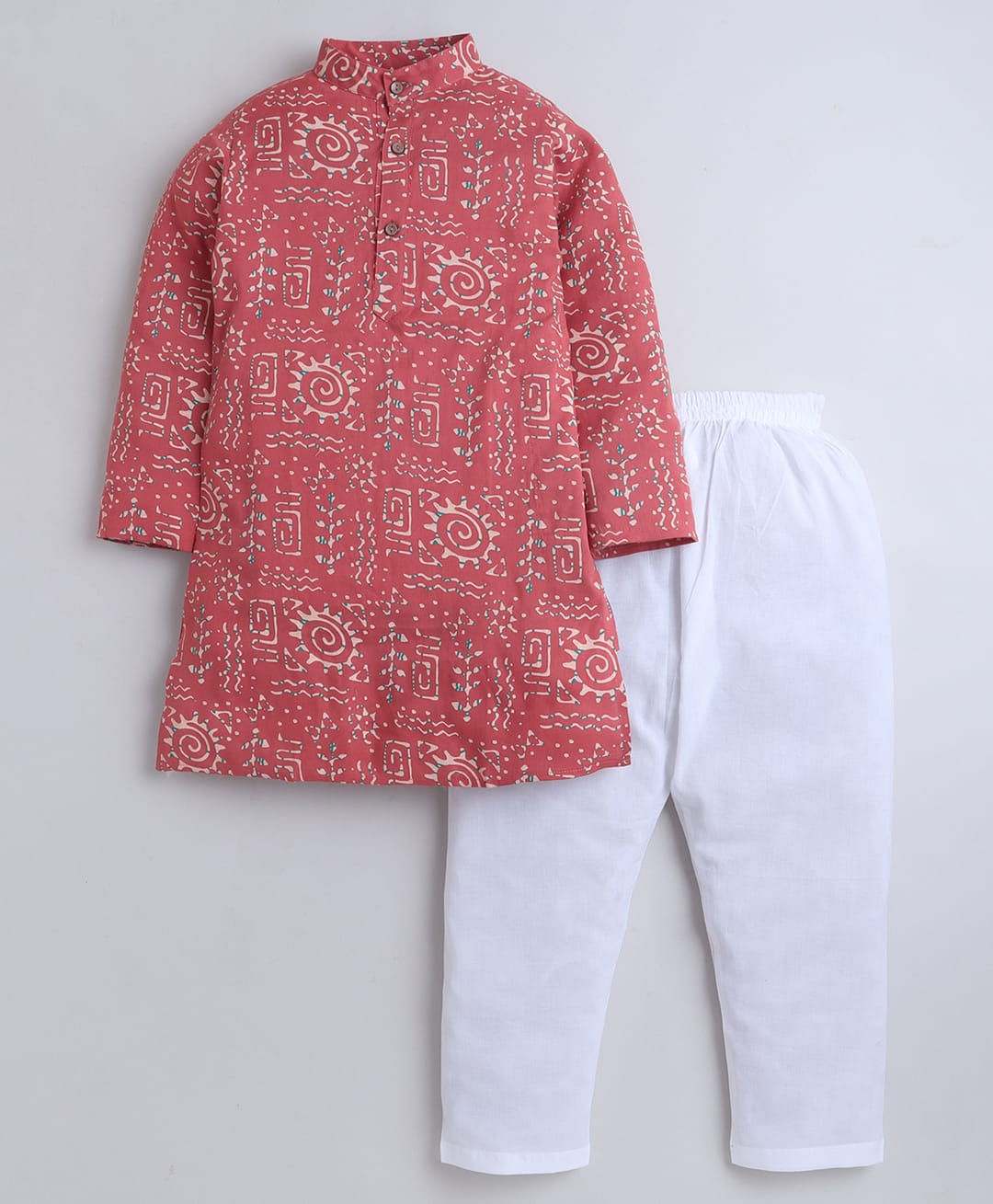 Aww Hunnie Viscose Rayon Woven Full Sleeves Abstract Printed Kurta & Pyjama Set - Rust-image-14