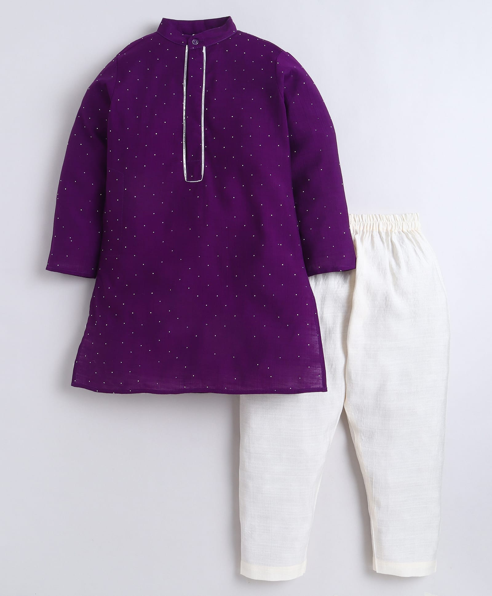 Aww Hunnie Silk Woven Full Sleeves Beads & Lace Embellished Kurta & Pyjama Set - Purple-picture-16