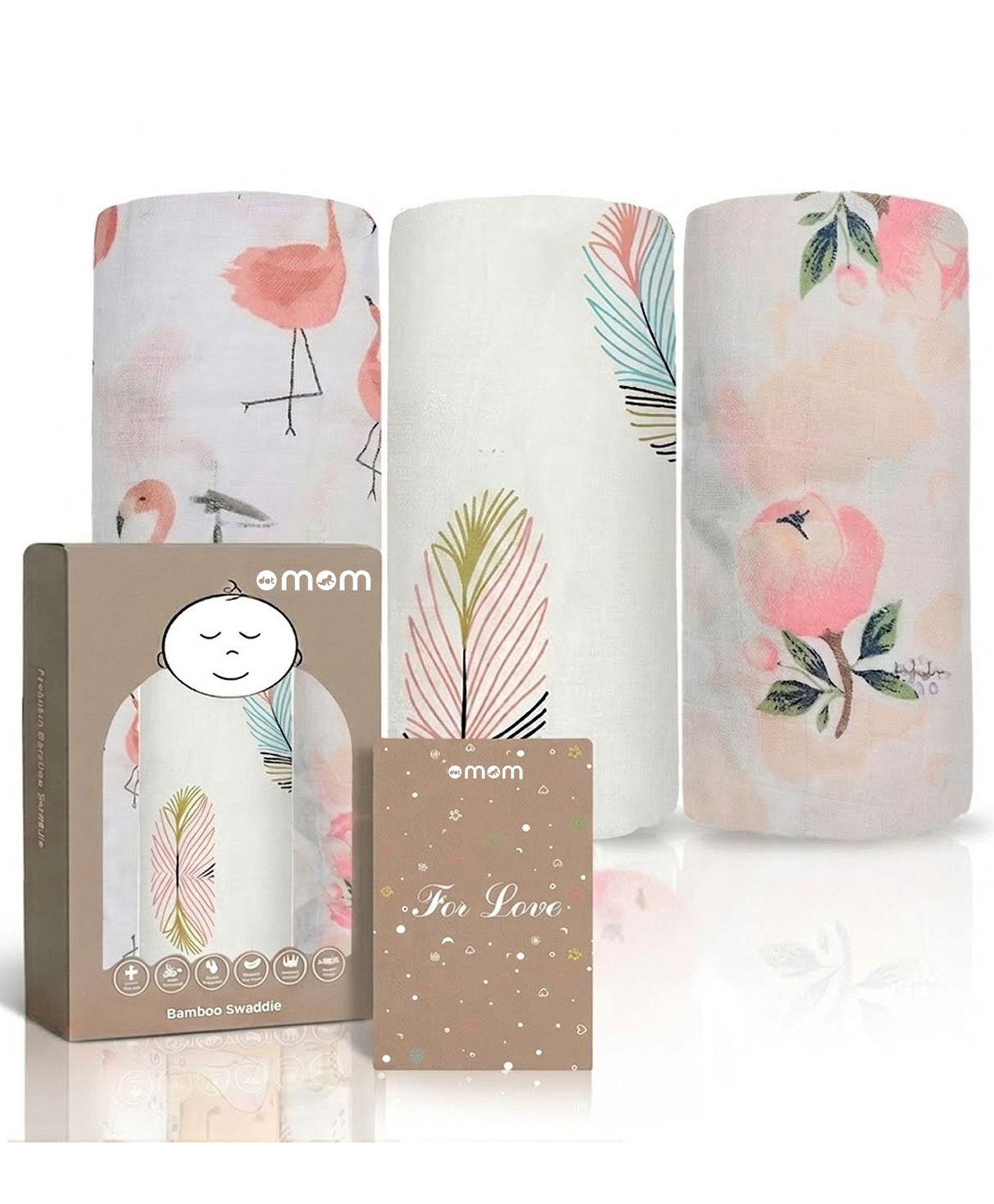 DOTMOM Premium Organic Bamboo Super-soft Swaddle Wrapper & Receiving Blanket, Pack of 3 - Multicolour-image-31
