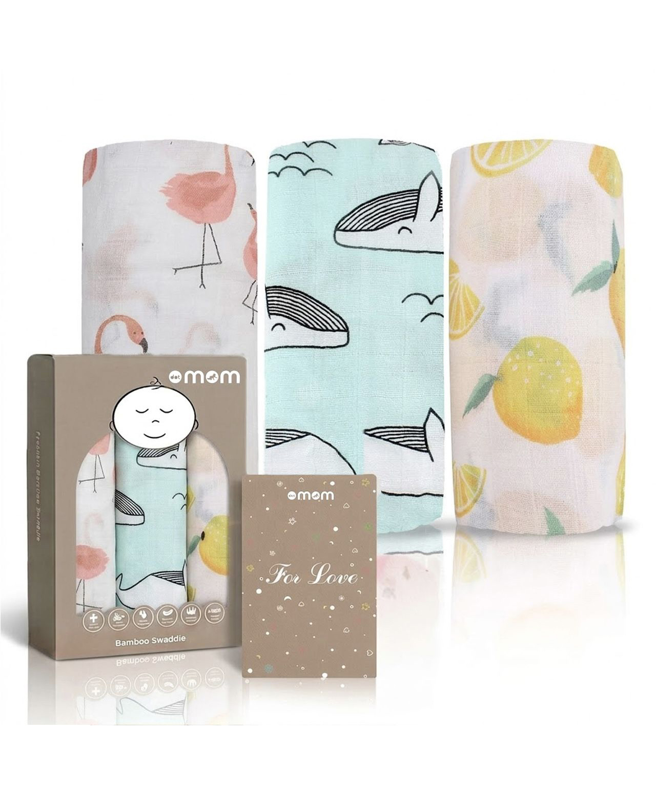 DOTMOM Premium Organic Bamboo Super-soft Swaddle Wrapper & Receiving Blanket, Pack of 3 - Multicolour-image-39
