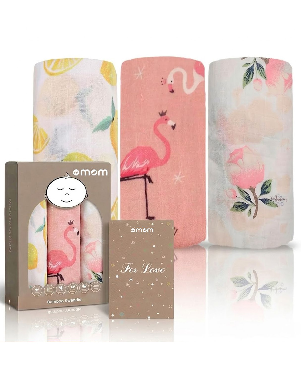 DOTMOM Premium Organic Bamboo Super-soft Swaddle Wrapper & Receiving Blanket, Pack of 3 - Multicolour-image-40